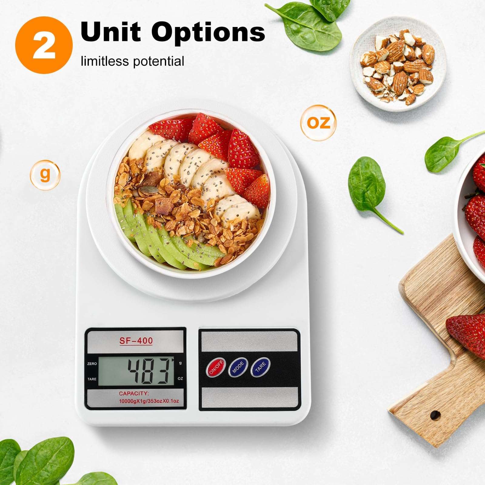 Digital Kitchen Scale 22lb/10kg Capacity, Stainless Steel Food Scale with oz/g Units | Replaceable Battery Power | Ideal for Meal Prep, Cooking, Baking - Image 3