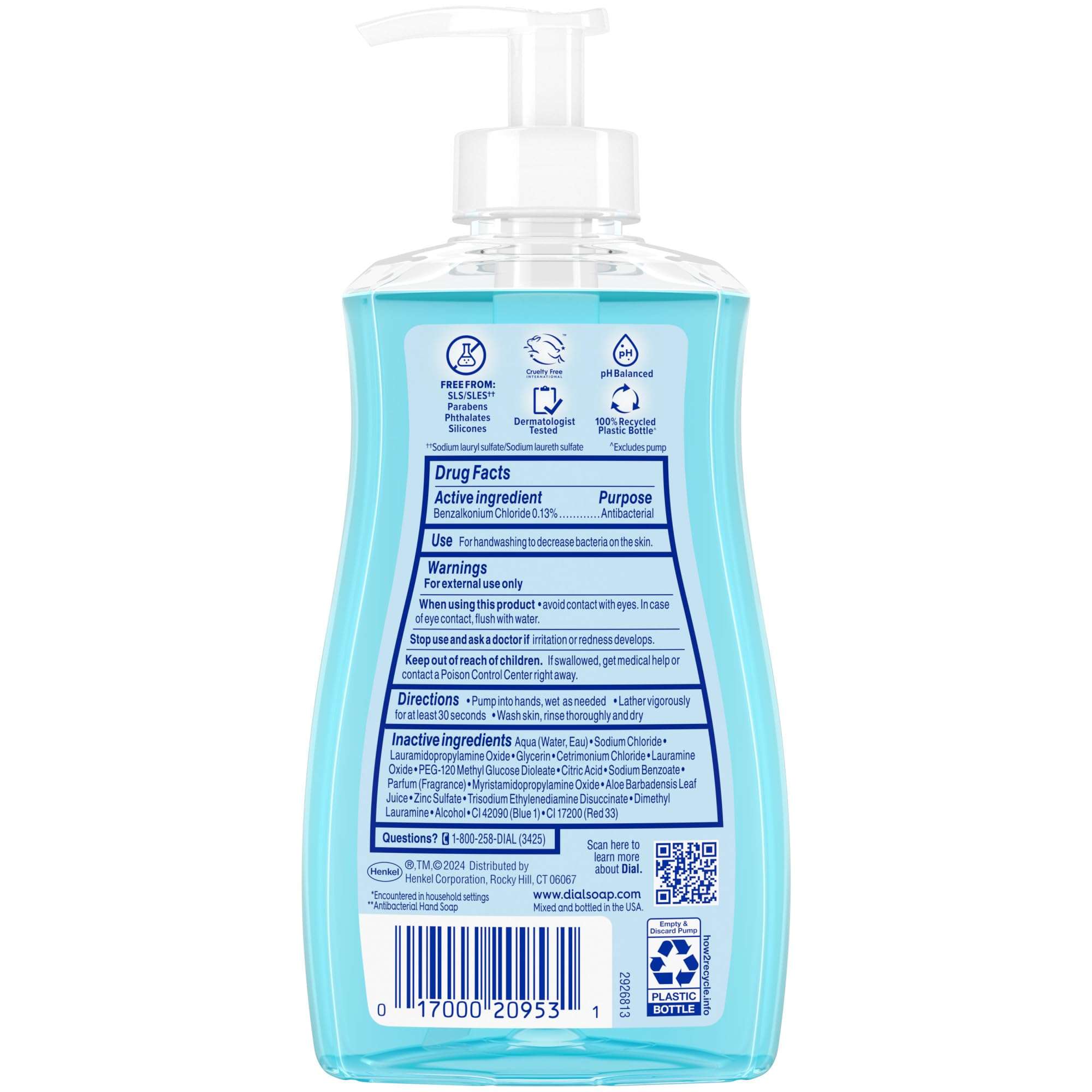 Dial Antibacterial Liquid Hand Soap, Spring Water, 11 fl oz (Pack of 4) - Image 3