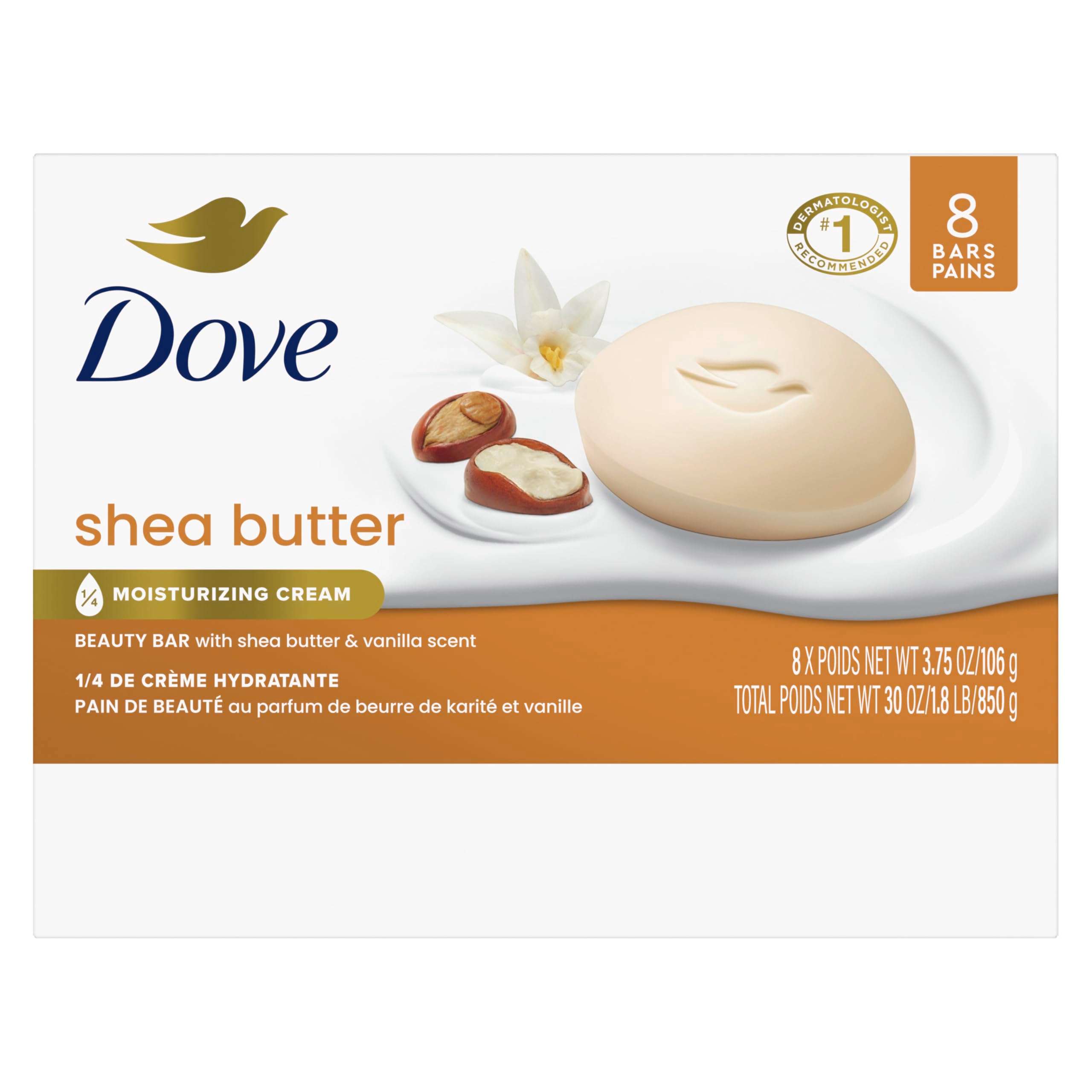 Dove Beauty Bar Soap Shea Butter, 8 Count - Image 2