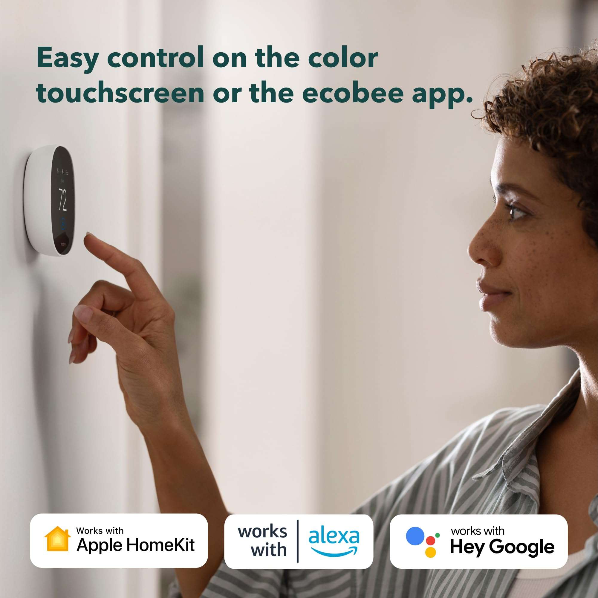 ecobee Smart Thermostat Essential - Energy Star Certified programmable Wi-Fi Thermostat - Works with Siri, Alexa, and Google Assistant - Image 3