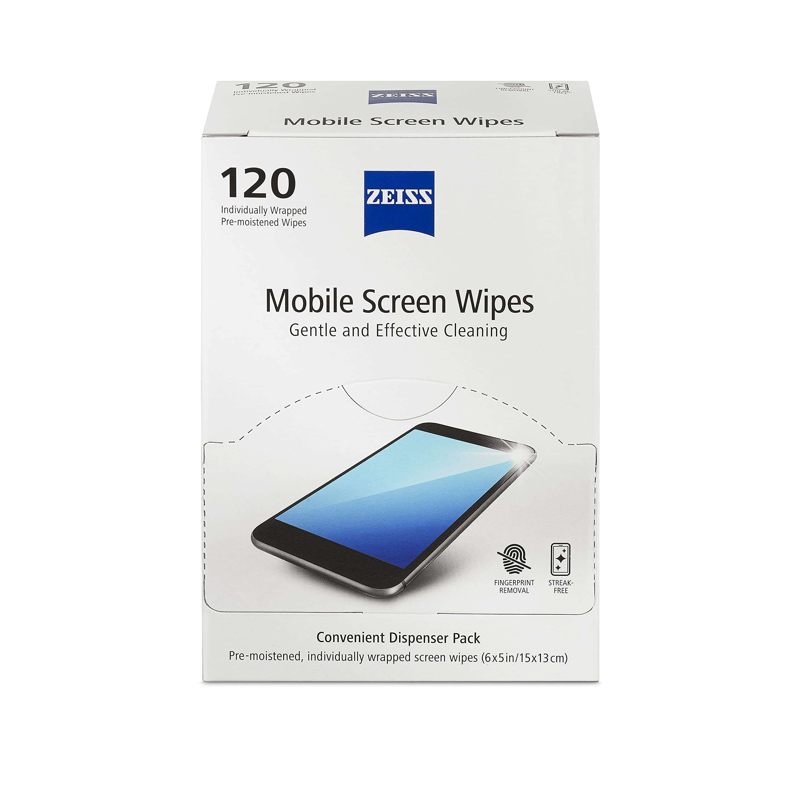 ZEISS Pre-Moistened Wipes, Screen Cleaner, 120 Count - Image 1