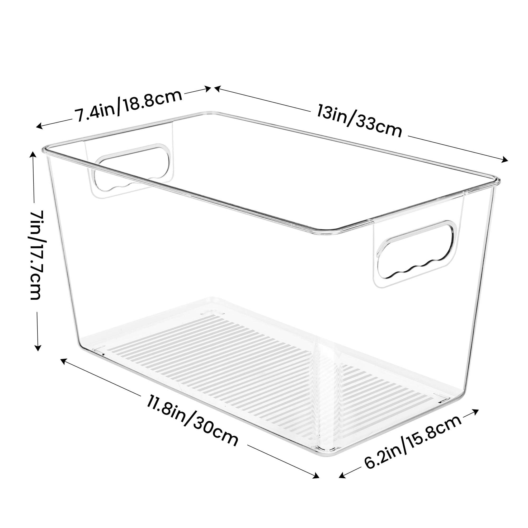 YIHONG Clear Plastic Storage Bins, 8 Pack Pantry Organizer Bins with Handle for Kitchen, Freezer,Cabinet,Closet Organization and Storage(XL) - Image 3