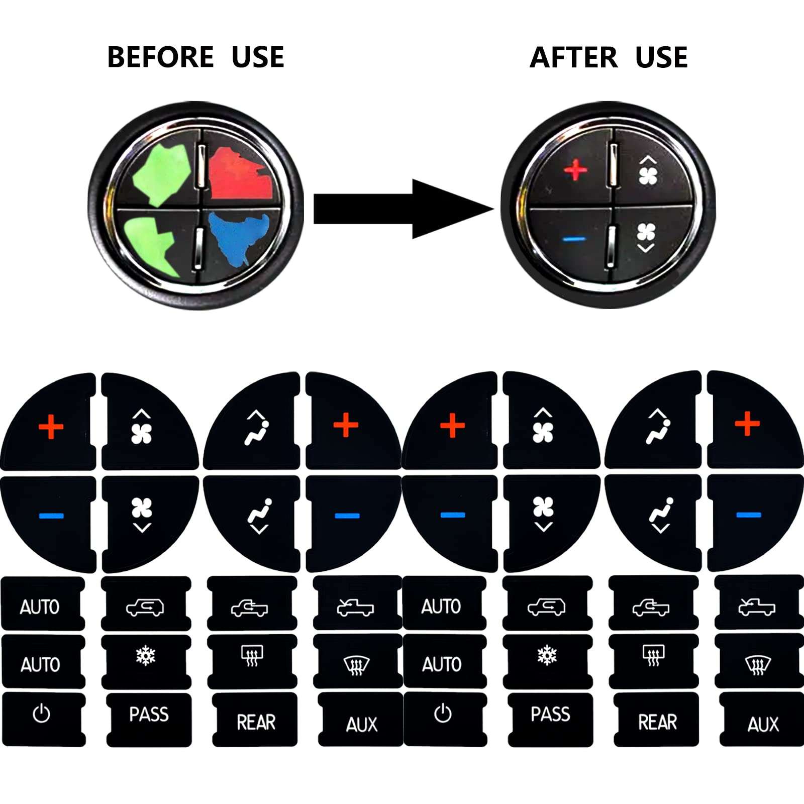 2 Packs AC Dash Button Repair Kit -Compatible with Chevy, Best for Fixing Ruined Faded A/C Control Buttons - Decal Replacement Fits Select 07-14 GM Vehicles - Car SUV Van Truck Accessories - Image 2