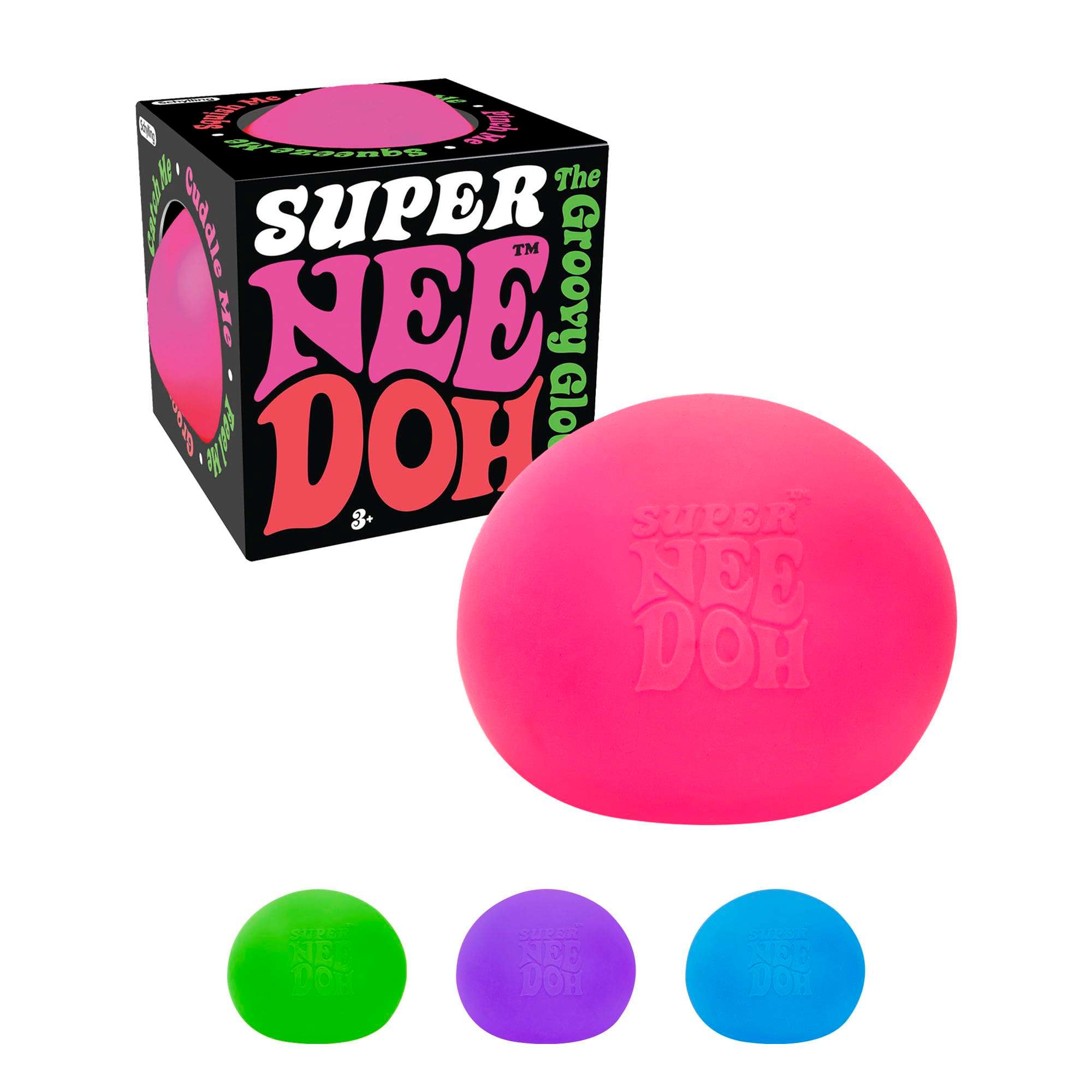 Schylling Brand Original Super Nee Doh Stress Ball Fidget Toy - Huge 4.5" in Diameter - Jumbo Squishy Squeezy Fun - Colors Assorted - Ages 3+ - Image 1