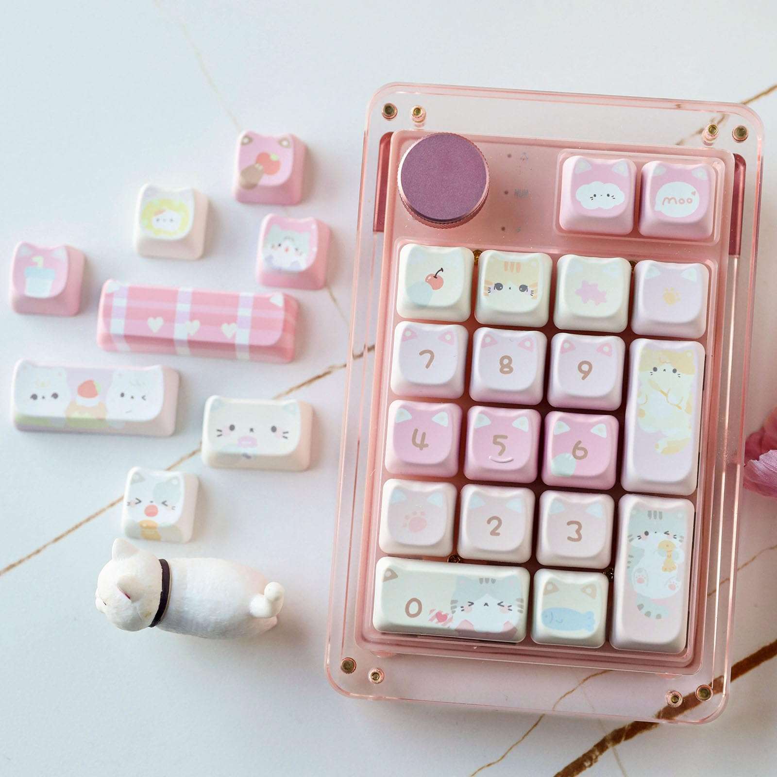 KiiBoom x Maorbeng Meow Meow Squad Keycaps Set, Dye-Sublimation PBT, Mao Profile, 142 Keys Custom Keycaps for ANSI Layout, MX Switches Mechanical Gaming Keyboard - Image 3