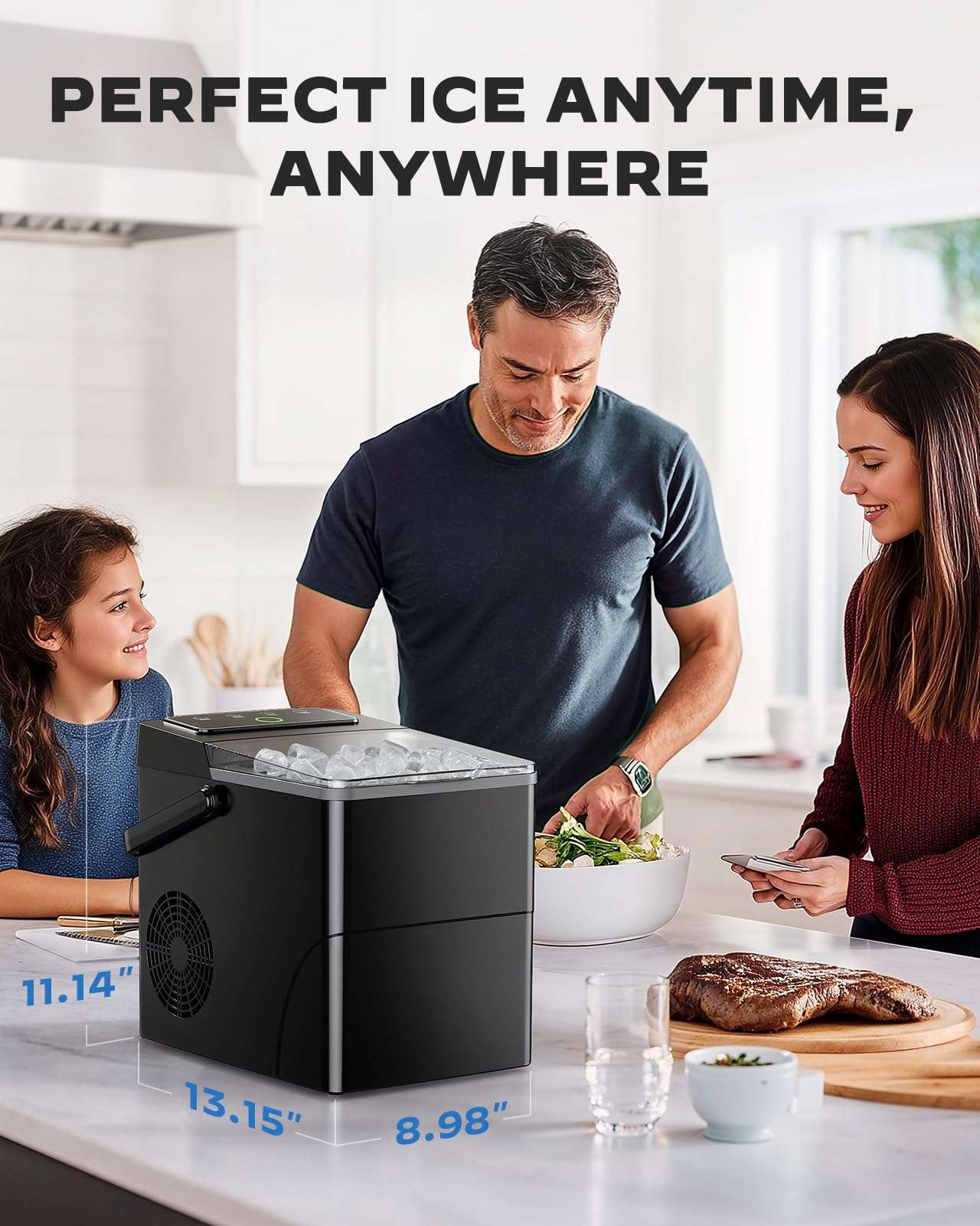 HOMEZAY Countertop Ice Maker, Compact Ice Maker with Larger 2.5L Expanding Ice Basket & 1.8L Water Tank, Smart Touch Control, 9 ICES in 6 Mins, Self-Cleaning, for Home/Party/Office/RV - Image 7