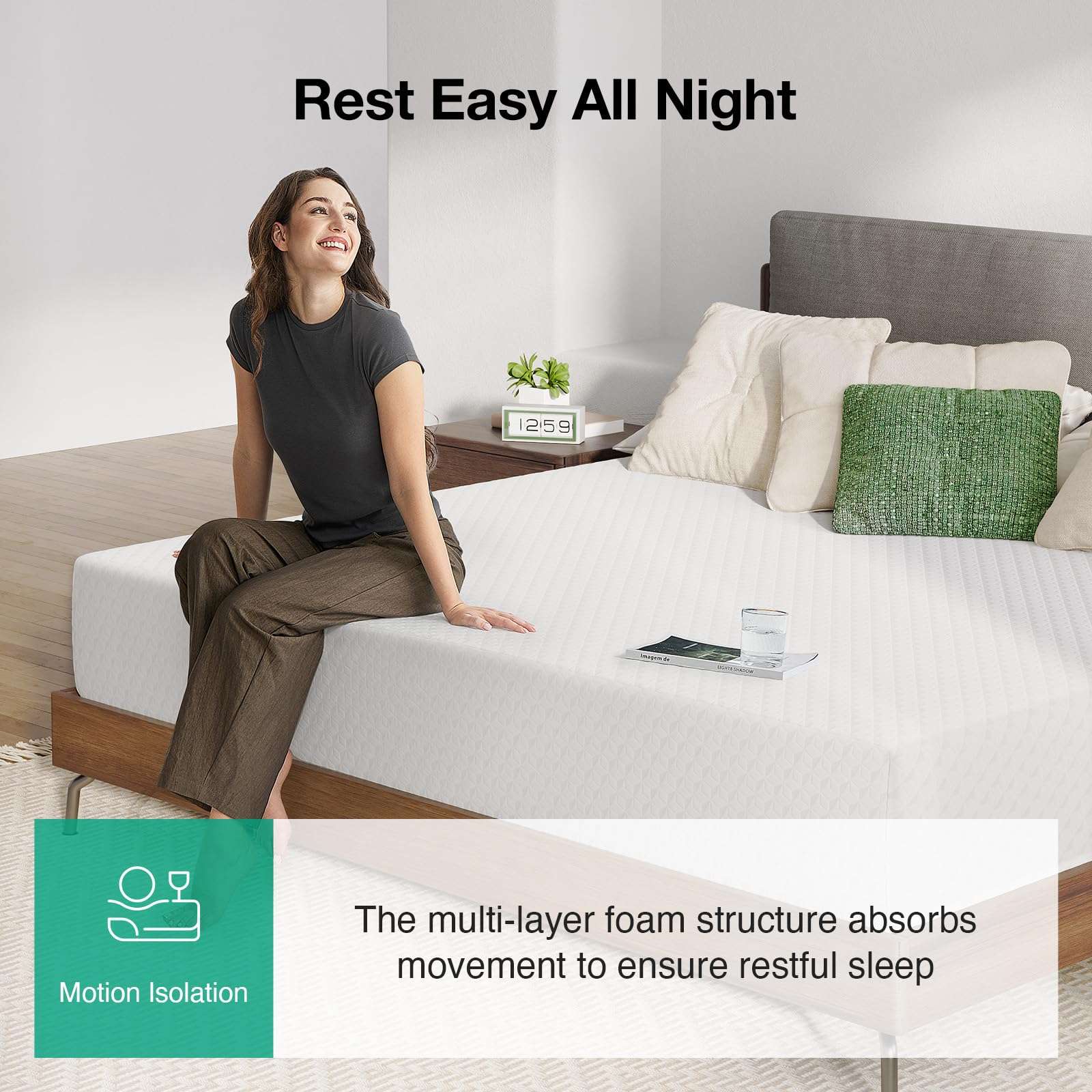 Novilla King Mattress, 12 Inch King Size Memory Foam Mattress with Comfort Foam for Pressure Relief & Cool Fresh Sleep, Removable Washable Cover,Mattresses in a Box,Medium Firm - Image 5