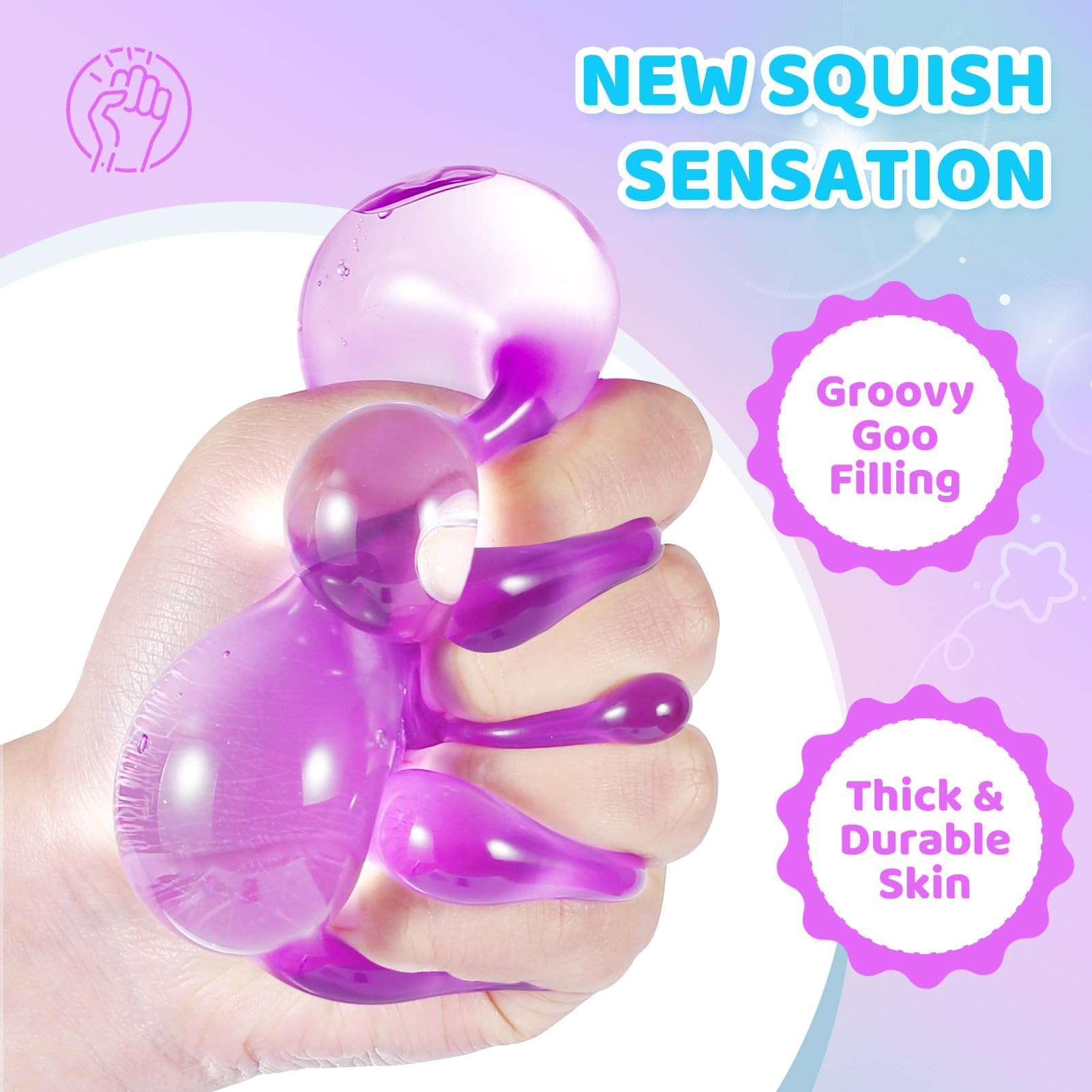 APLIST Squishy Fidget Toys Stress Cube, 4 Pack Ice Cube Squeeze Balls, Gel Goo Filled Sensory Anxiety Relief Item for Kids Adults Children Teens, Quiet Fidgets for Classroom, Calming Toys for ADHD - Image 3