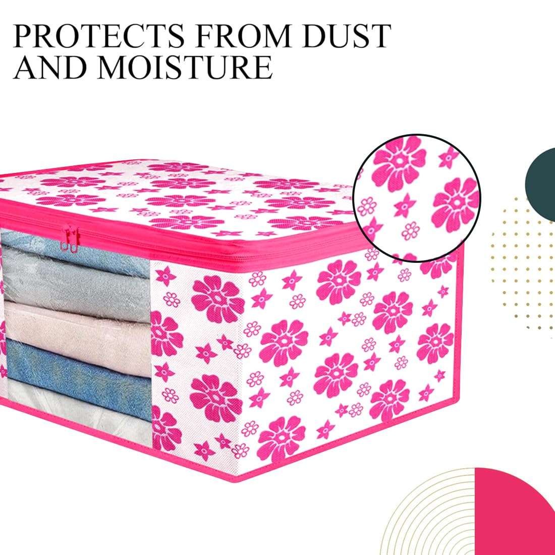 ANKIT INTERNATIONAL Garment Cover Presents Non Woven Floral print Saree Cover Storage Bags for Clothes pack of 6 - Image 7