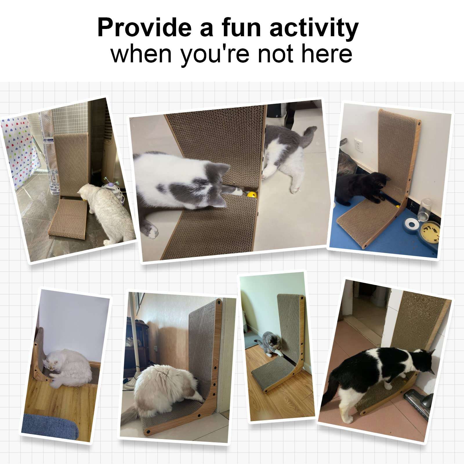 FUKUMARU Cat Scratcher, 18.7 Inch L Shape Cat Scratch Pad Wall Mounted, Cat Scratching Cardboard with Ball Toy for Indoor Cats - Image 7