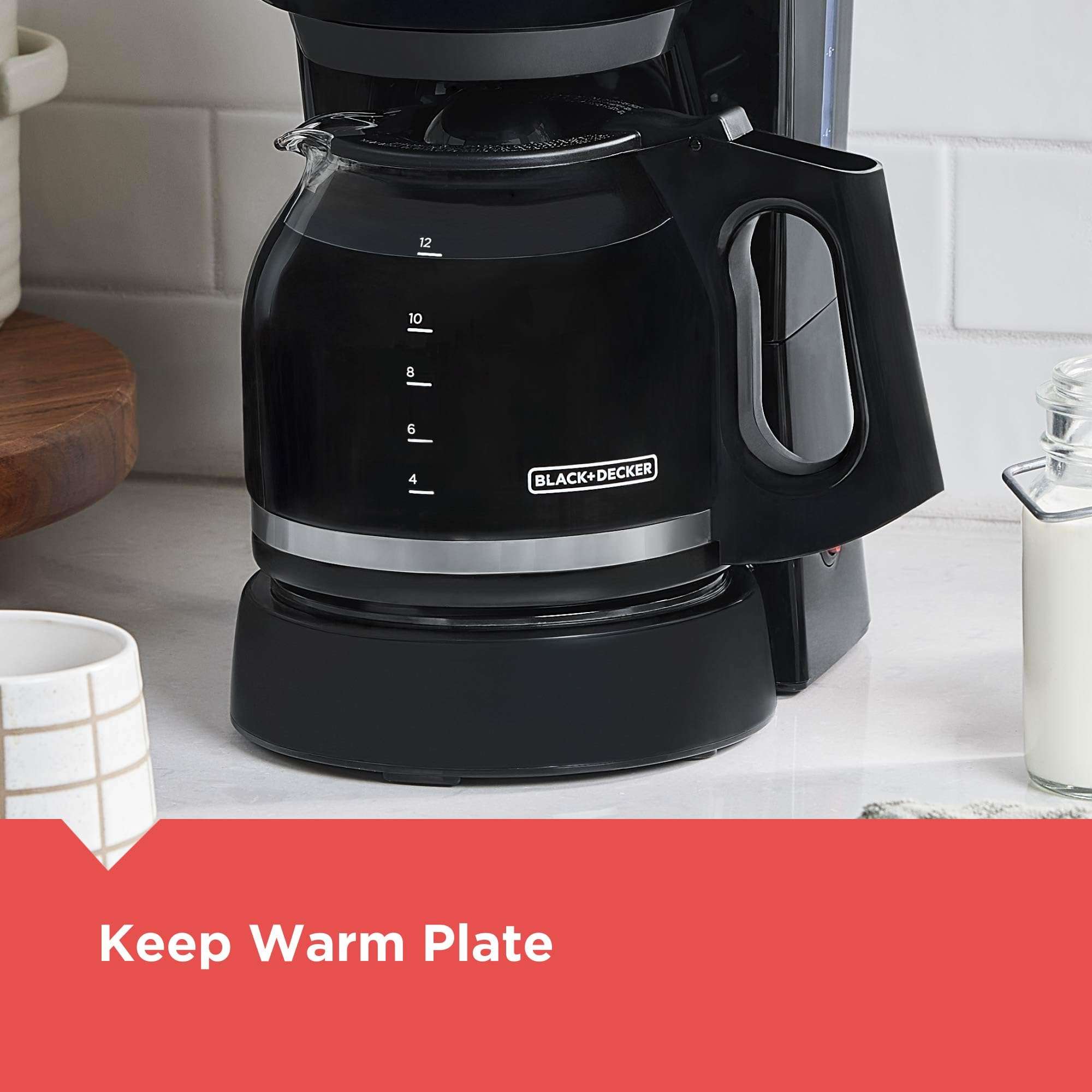 BLACK+DECKER 12-Cup Coffee Maker with Easy On/Off Switch, Easy Pour, Non-Drip Carafe with Removable Filter Basket, Vortex Technology, Black - Image 7