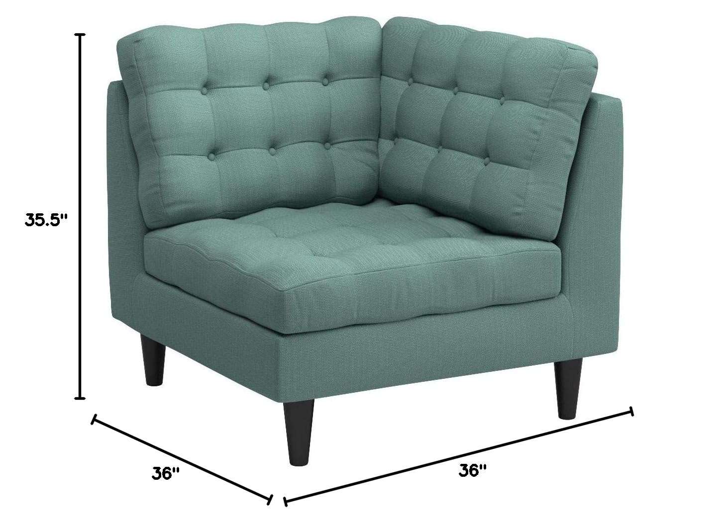 Modway Empress Mid-Century Modern Upholstered Fabric Corner Sofa In Laguna - Image 2