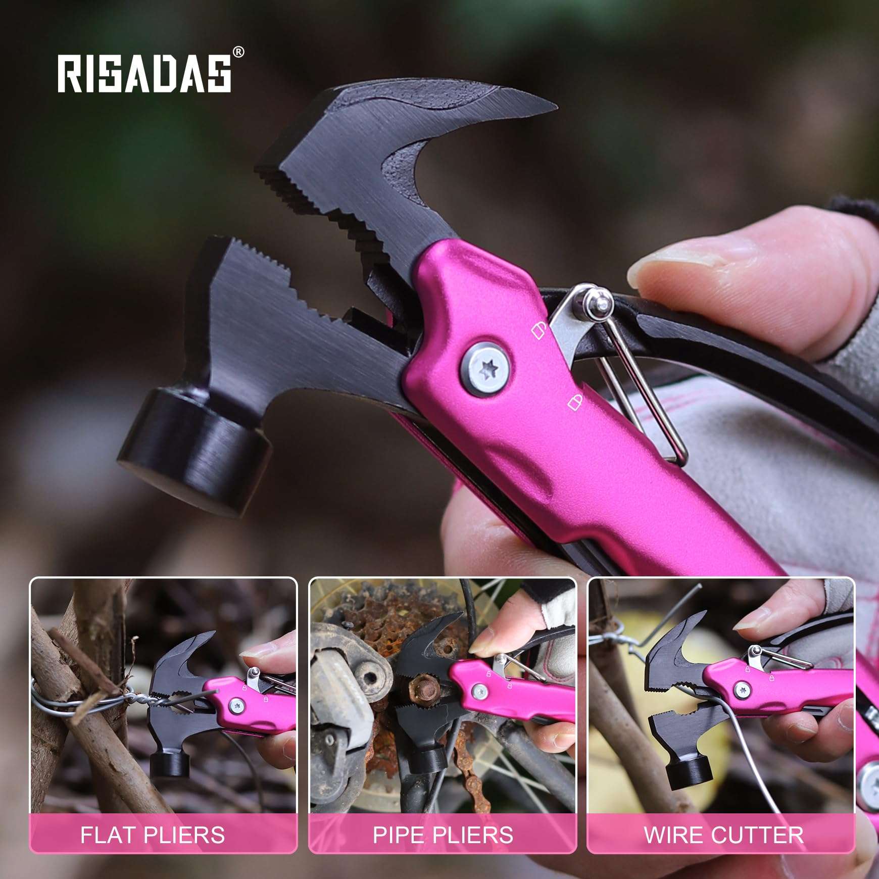 Women Gifts for Mom Wife - Gifts for Women Christmas, Stocking Stuffers - Mothers Day Birthday Gift for Woman, Christmas Woman Gift from Daughter, Son - Pin’k Multitool Hammer - Image 5