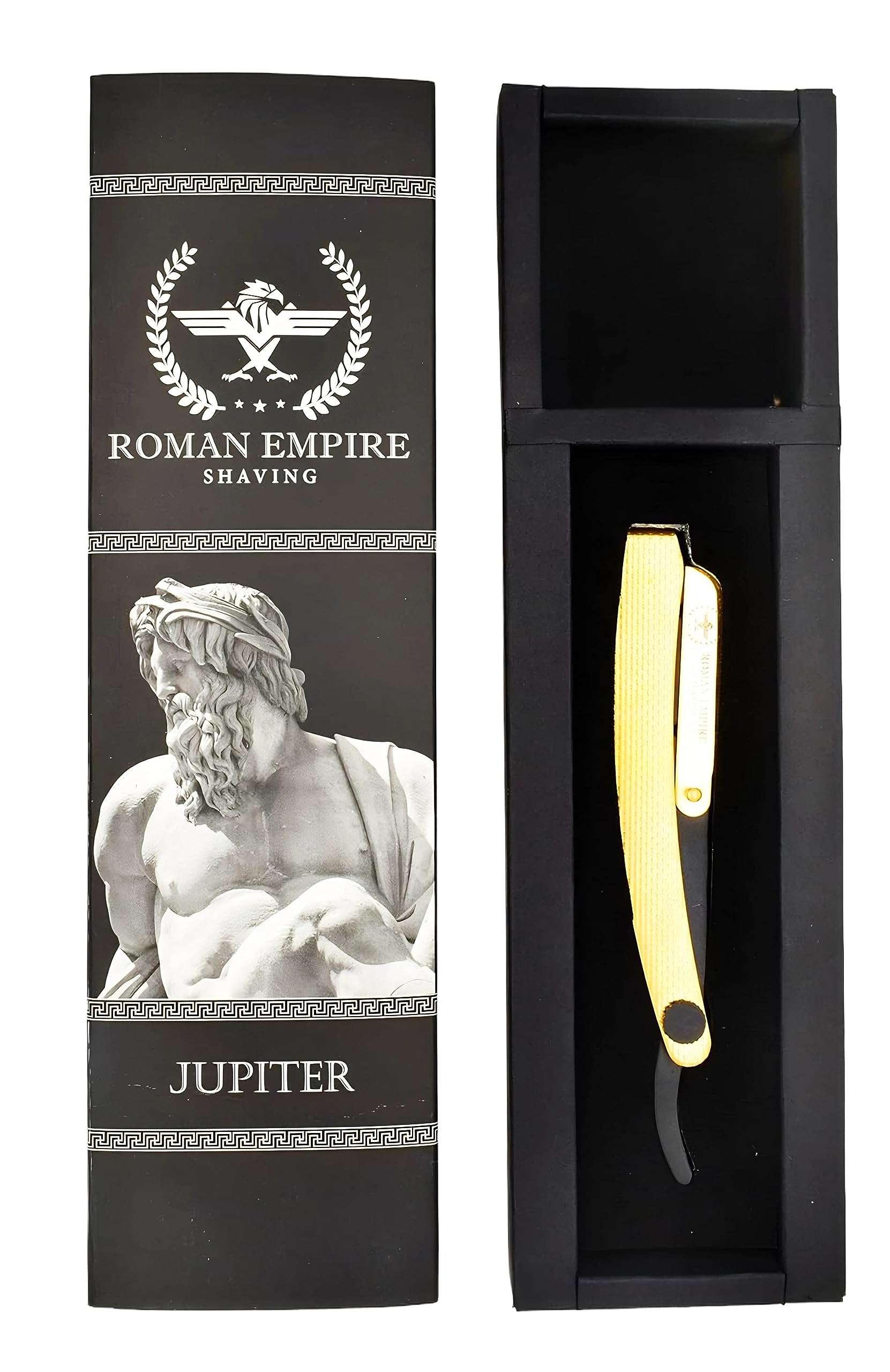 ROMAN EMPIRE SHAVING Jupiter New Straight Razor for Professional Barber with 20 Blades Sampler (Astra-Sharp-Shark-Treet) - Image 6