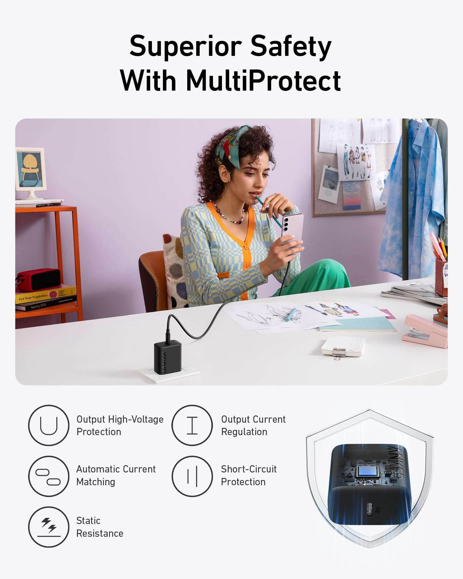 Anker 25W USB-C Super Fast Charger, Anker Charger (Non-Foldable) with USBC Cable, Supports PPS Fast Charging for Samsung Galaxy S23 Ultra/S23+/S23/S22/S21/S20/Note 20, & More 2Pack 5ft Cable Included - Image 3