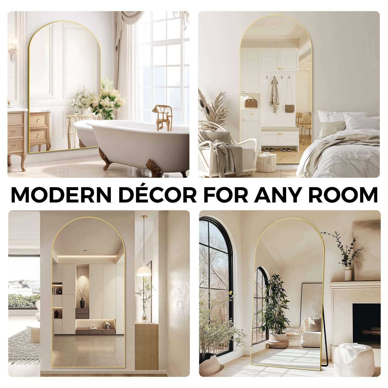 ABSWHLM Oversized Full Length Mirror 78x38 Inch - Wall Mounted or Standing Floor Mirror with Aluminum Alloy Frame, Shatterproof Tempered Glass - Modern Mirror for Bedroom, Living Room, Closet, Gold - Image 7