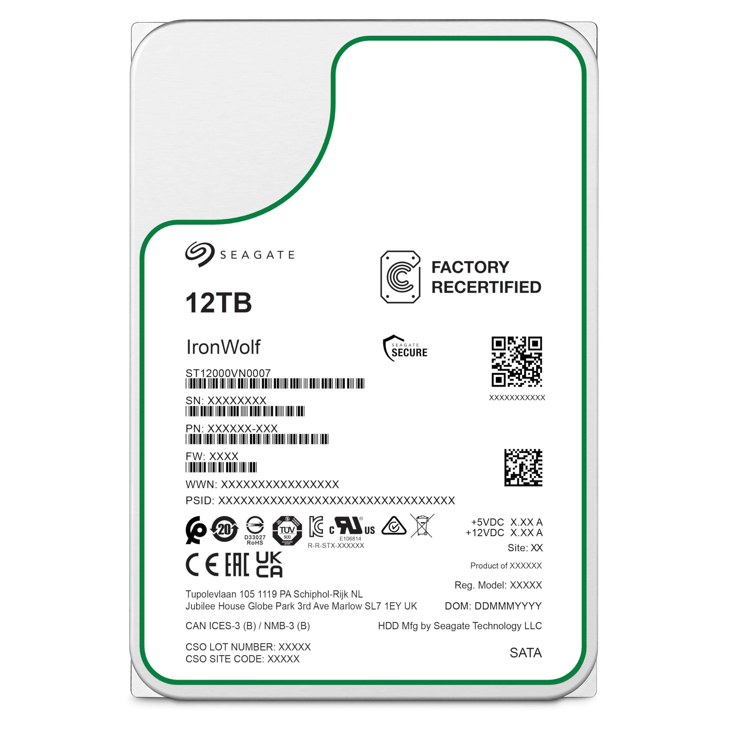 Seagate (Recertified) 12TB IronWolf NAS SATA Hard Drive 6Gb/s 256MB Cache 3.5-Inch Internal Hard Drive for NAS Servers, Personal Cloud Storage (ST12000VN0007) - Image 3