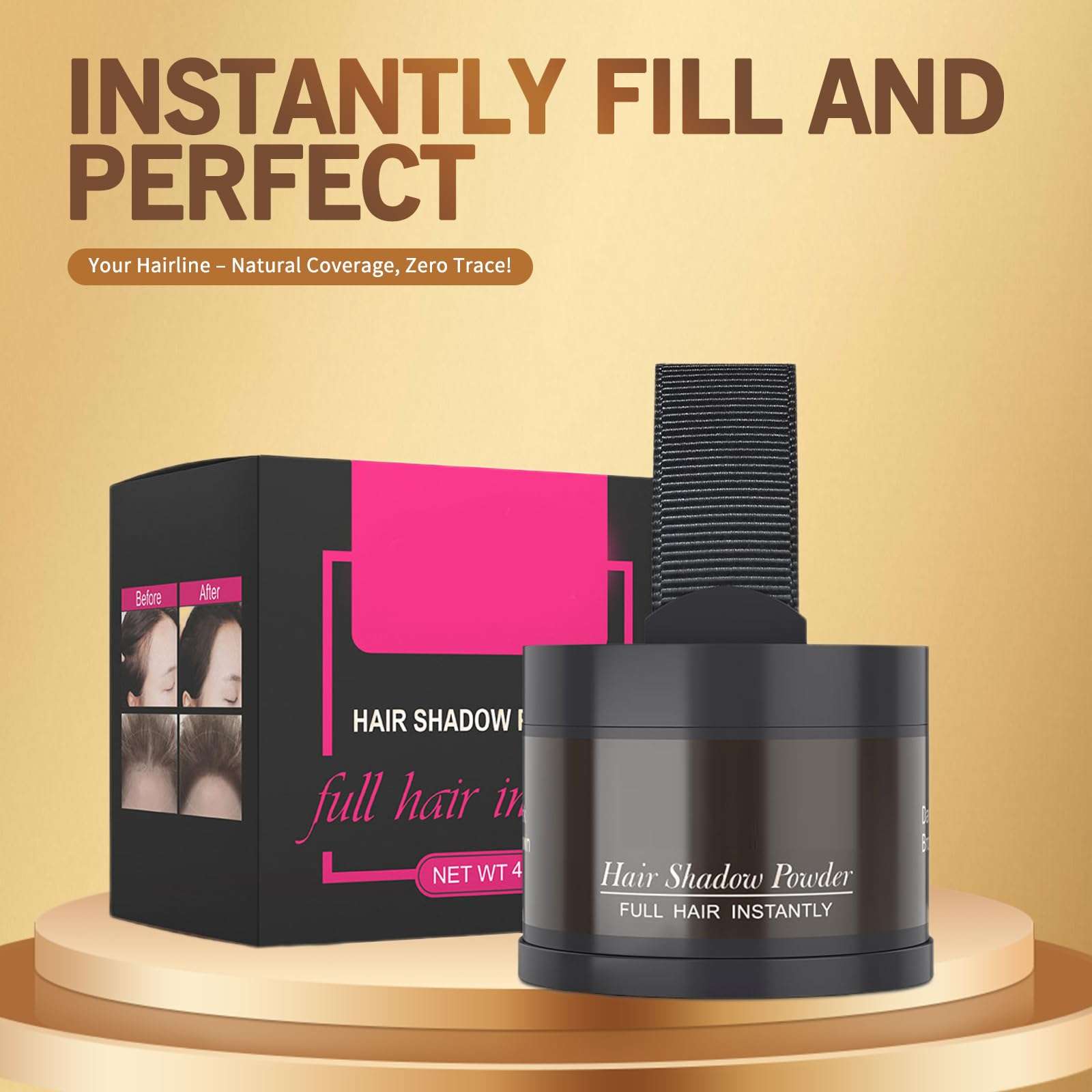 gowwim Hairline Powder(Dark Brown) Hair Root Dye, Instantly Hair Color Shadow Cover Gray Hair Root, Hair Touch-Up, Thin Hair Powder 4 g - Image 2