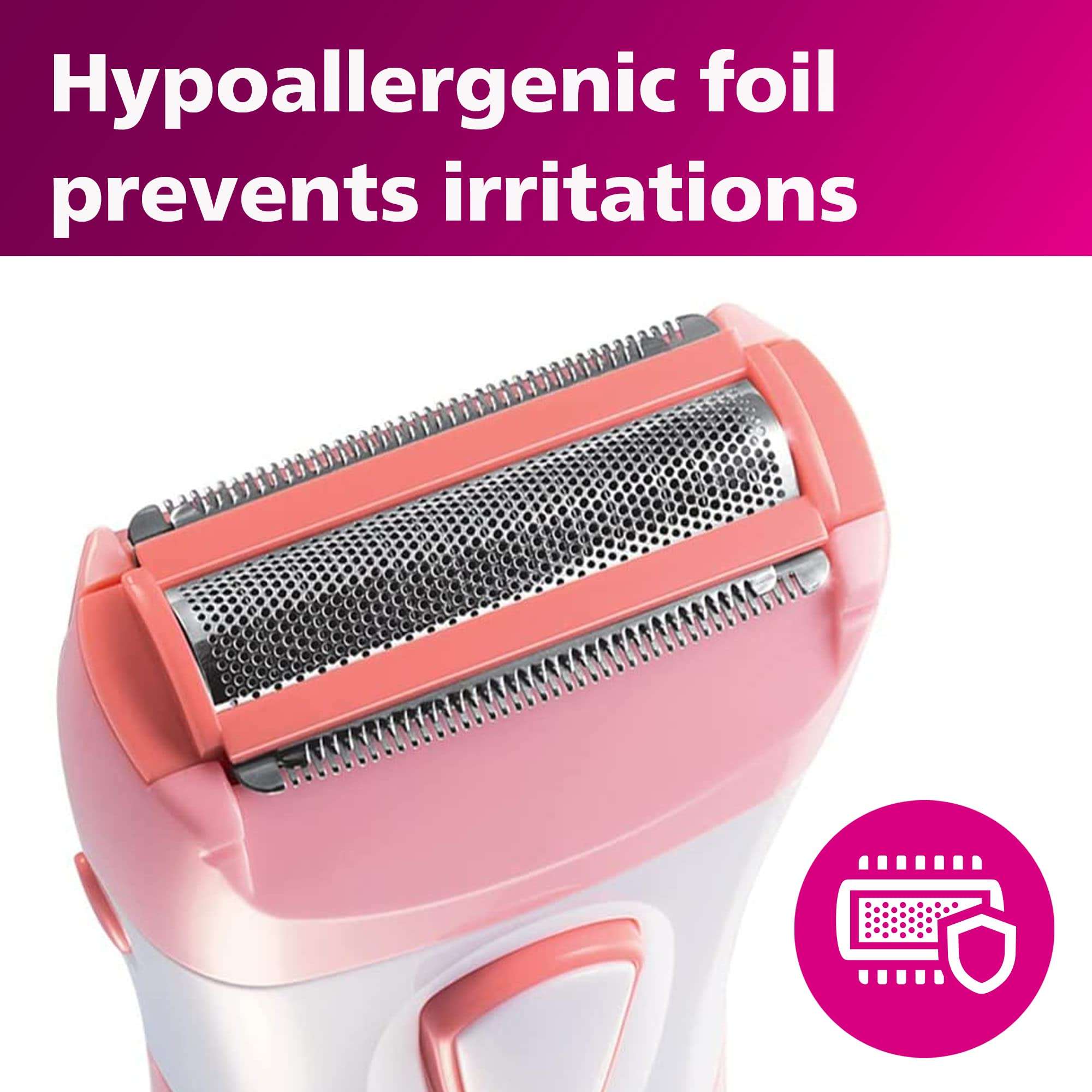 Philips SatinShave Essential Women’s Wet & Dry Electric Shaver for Legs & Body, Cordless, with Hypoallergenic Foil, HP6306/50 - Image 3