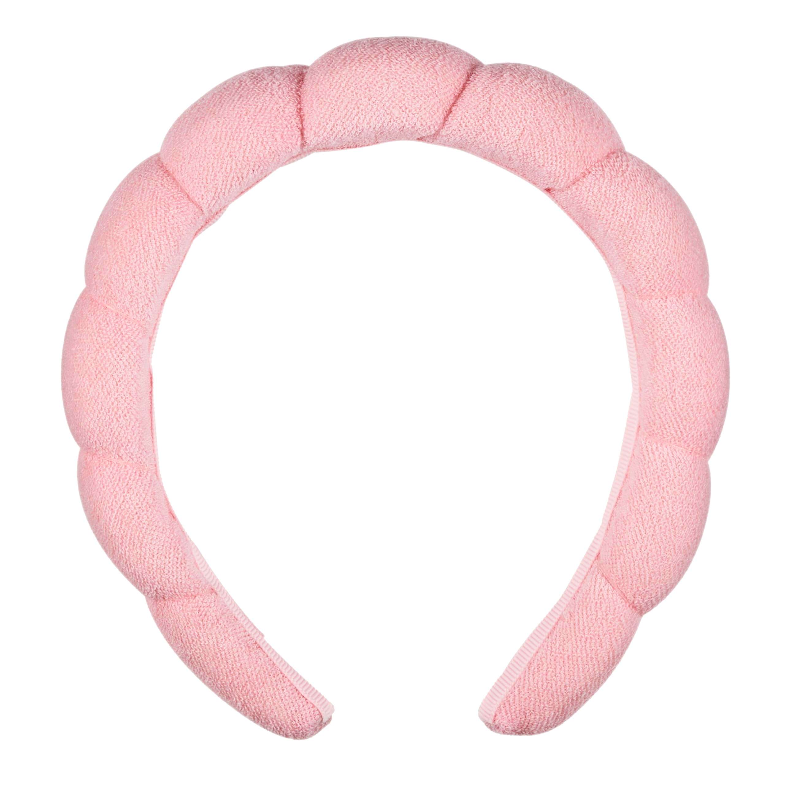 Conair Spa Makeup and Face Washing Headband, Pink Bubble Design, 1 Count, Ultra-Absorbent Microfiber Headband for Washing Face, Soft Terry Cloth, No-Squeeze, No-Pull Band Gentle on Hair and Head - Image 1