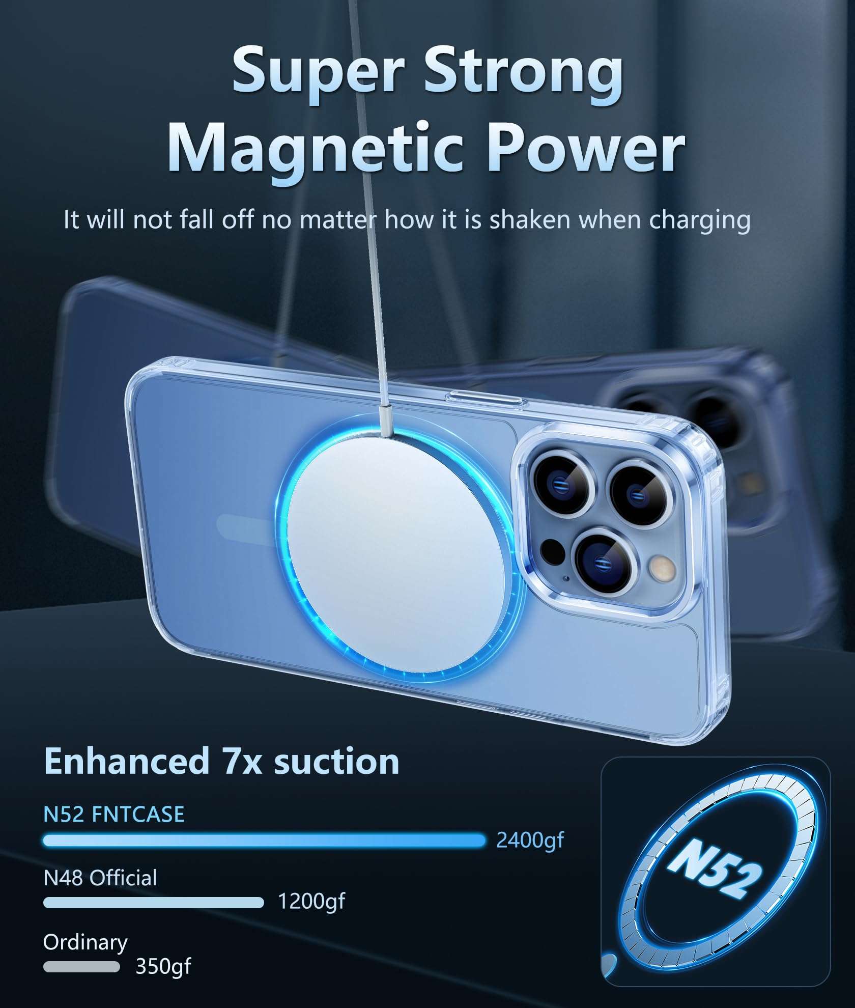 FNTCASE for iPhone 13 Pro-Max Case: Strong Magnetic Anti-Yellowing Slim Clear Case | Military Grade Protective & Shockproof Drop Protection Thin Transparent Phone Cover - Image 3