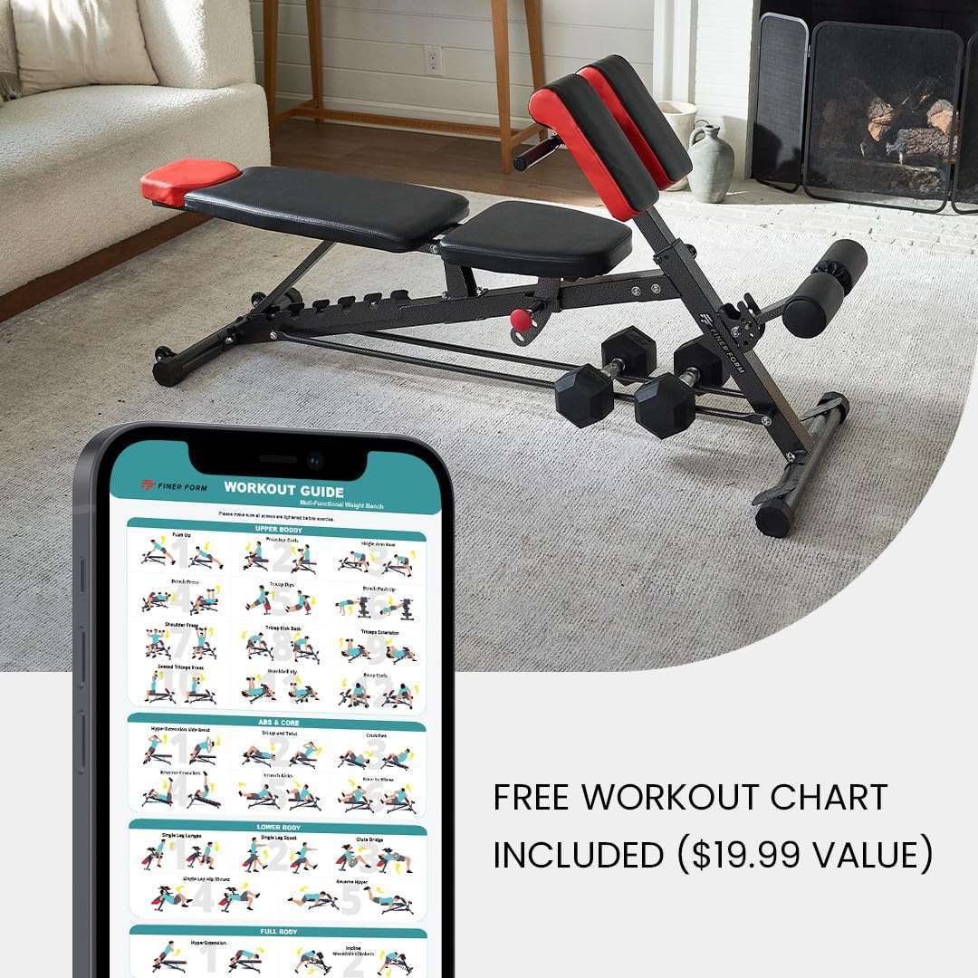 Finer Form Multi-Functional FID Weight Bench for Full All-in-One Body Workout – Hyper Back Extension, Roman Chair, Adjustable Ab Sit up Bench, Incline Decline Bench, Flat Bench - Image 8