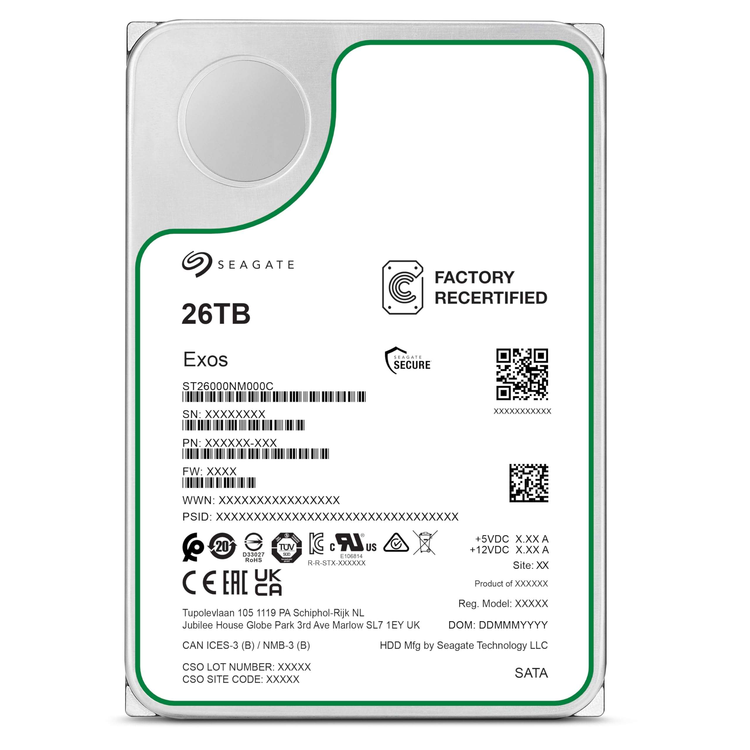 Seagate (Recertified Exos 26TB Internal Hard Drive HDD - 3.5 in CMR SATA 6Gb/s, 7200 RPM, 512MB Cache, 2.5M MTBF (ST26000NM000C) , Renewed - Image 4