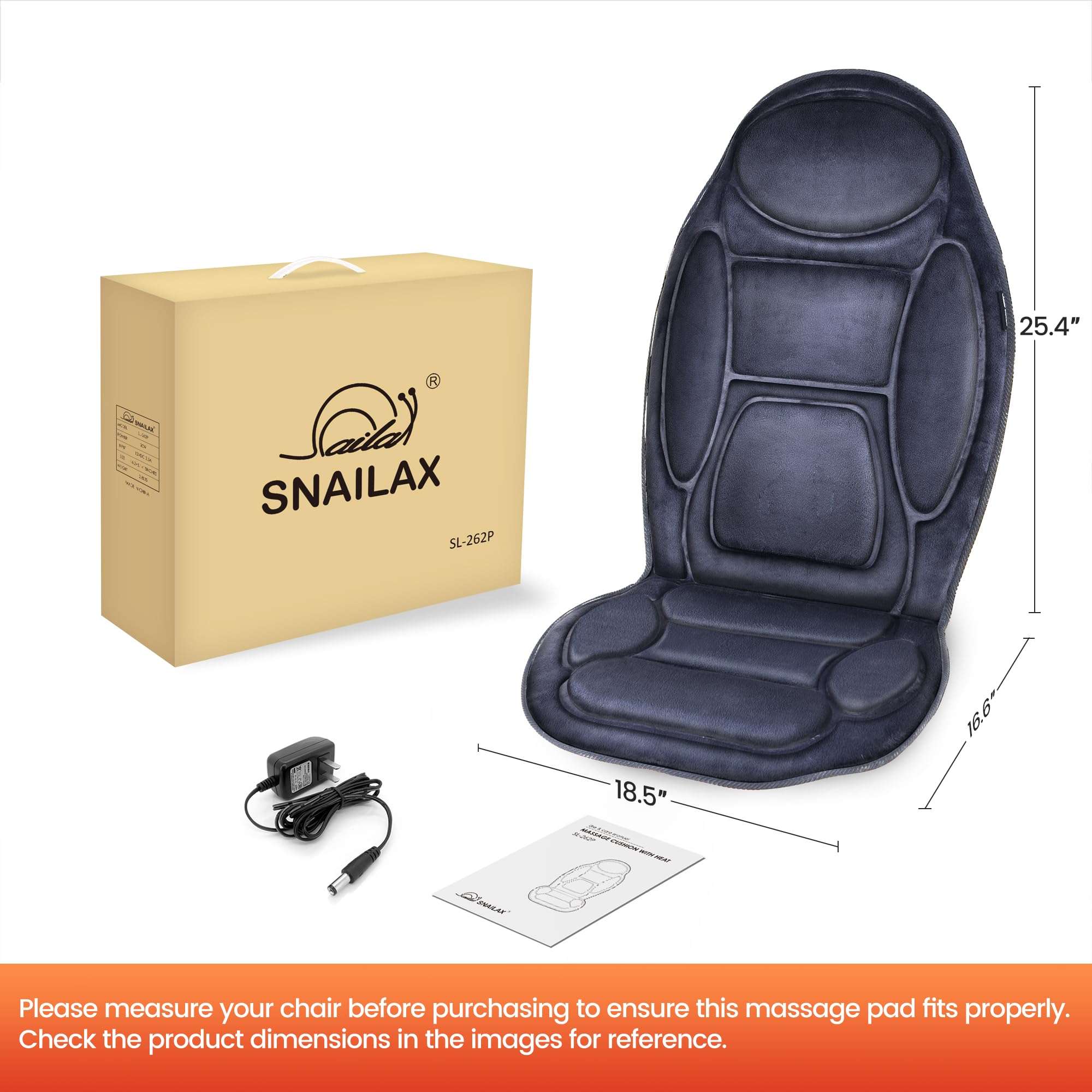 Snailax Vibration Back Massager with Heat, Massage Seat Cushion with 6 Vibrating Motors and 2 Heat Levels, Massage Chair Pad for Home Office use, Gifts for Him Her - Image 6