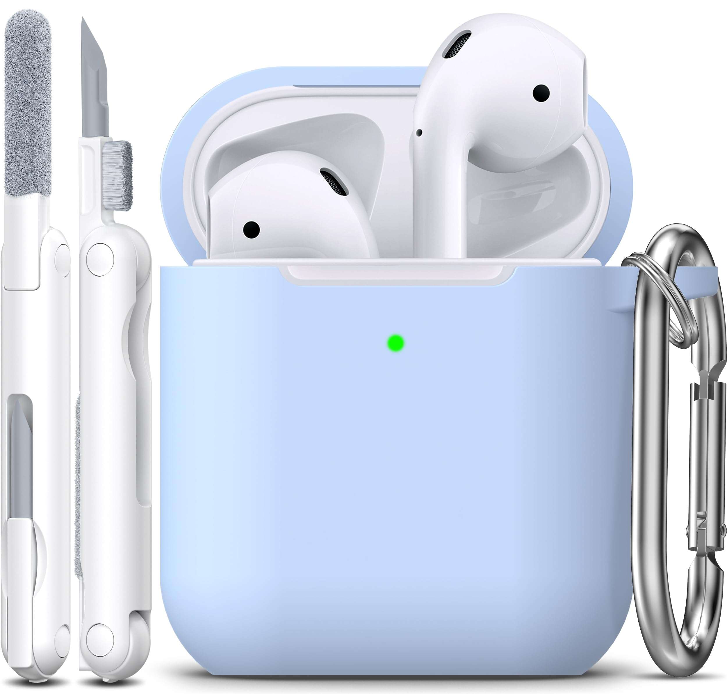 R-fun AirPods Case, Soft Silicone Protective Cover with Keychain | Sky Blue | Front LED Visible | Compatible with Apple AirPods 2nd/1st Generation | for Women Men - Image 1