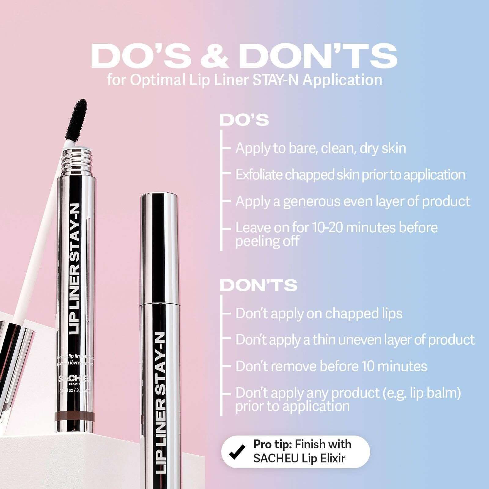 Sacheu Lip Liner STAY-N Peel Off Lip Stain — Long Lasting Matte Lip Tattoo Transfer Proof Lipstain Infused with Hyaluronic Acid & Vitamin E for All Skin Types — Vegan & Cruelty-Free, p-INKED - Image 6
