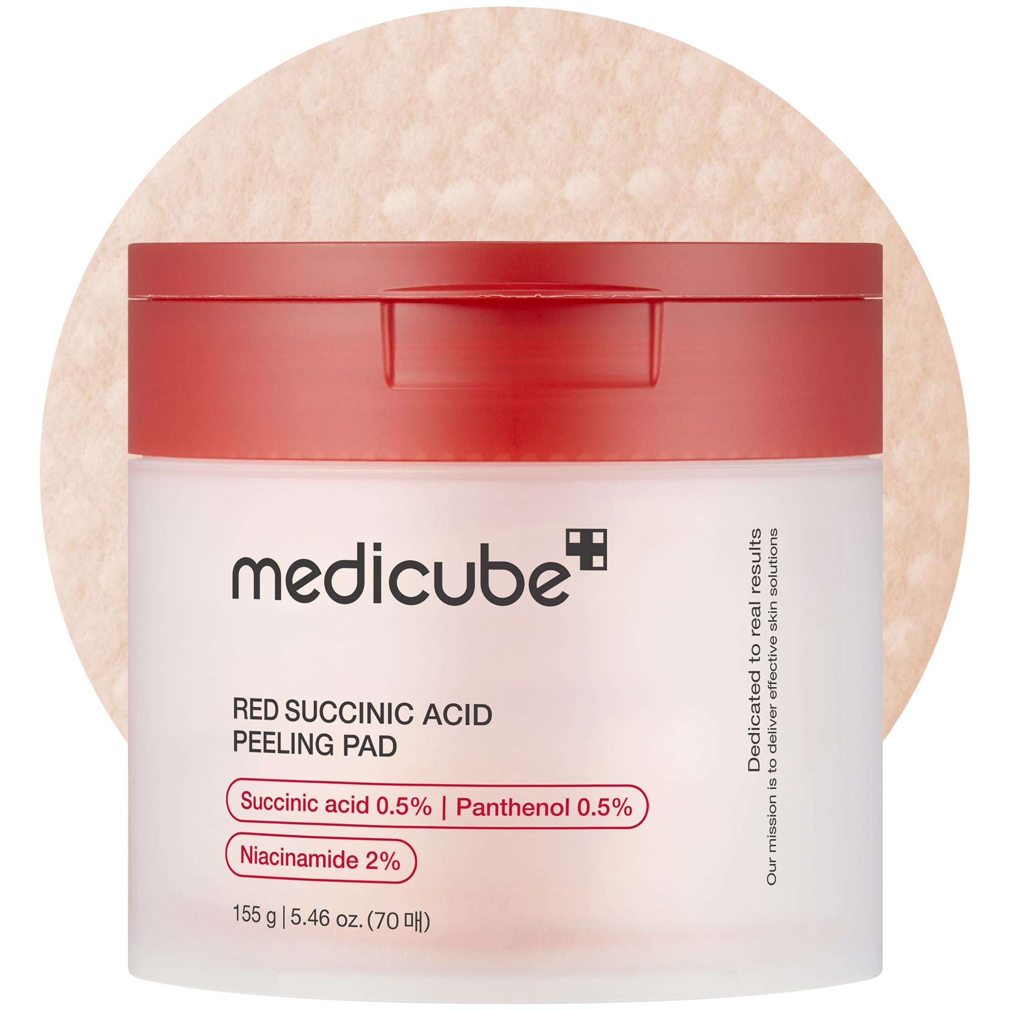 Medicube Red Succinic Acid Panthenol Facial Peeling Pads - Exfoliating Toner Pads for Breakout-Prone Skin with Niacinamide, AHA, BHA, and Soothing Panthenol - Non-Comedogenic - Image 1