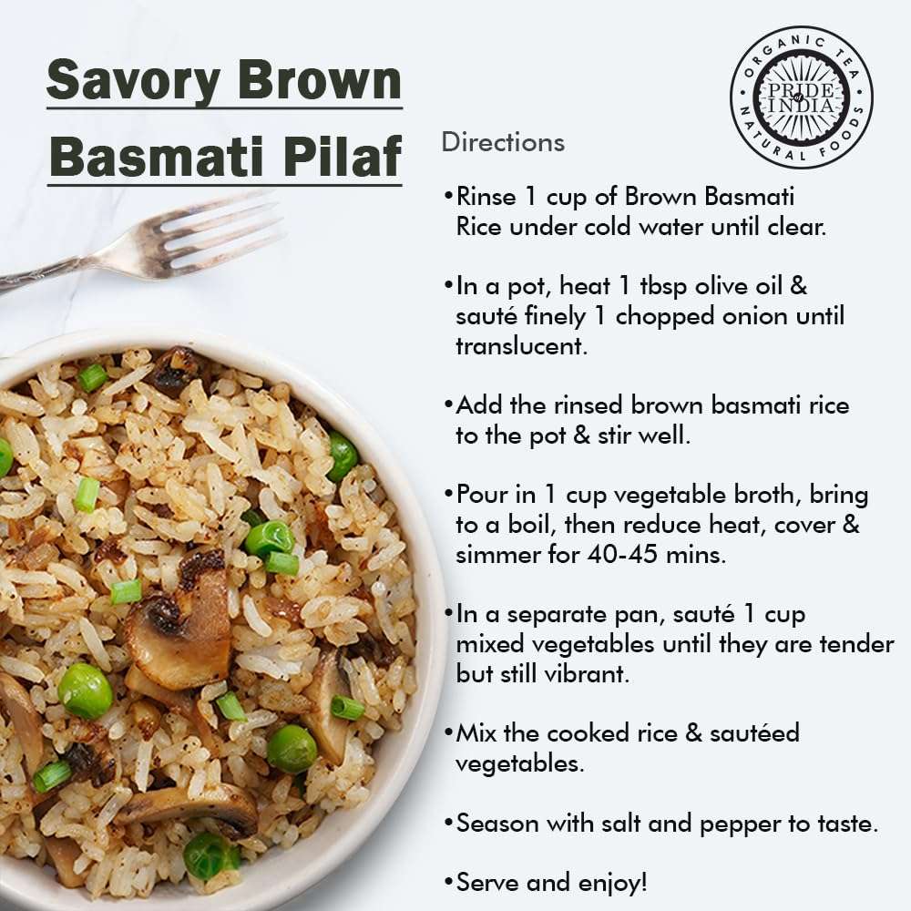 Pride Of India - Extra Long Brown Basmati Rice - Naturally Aged Healthy Grain, 3 lbs Jar - Image 5