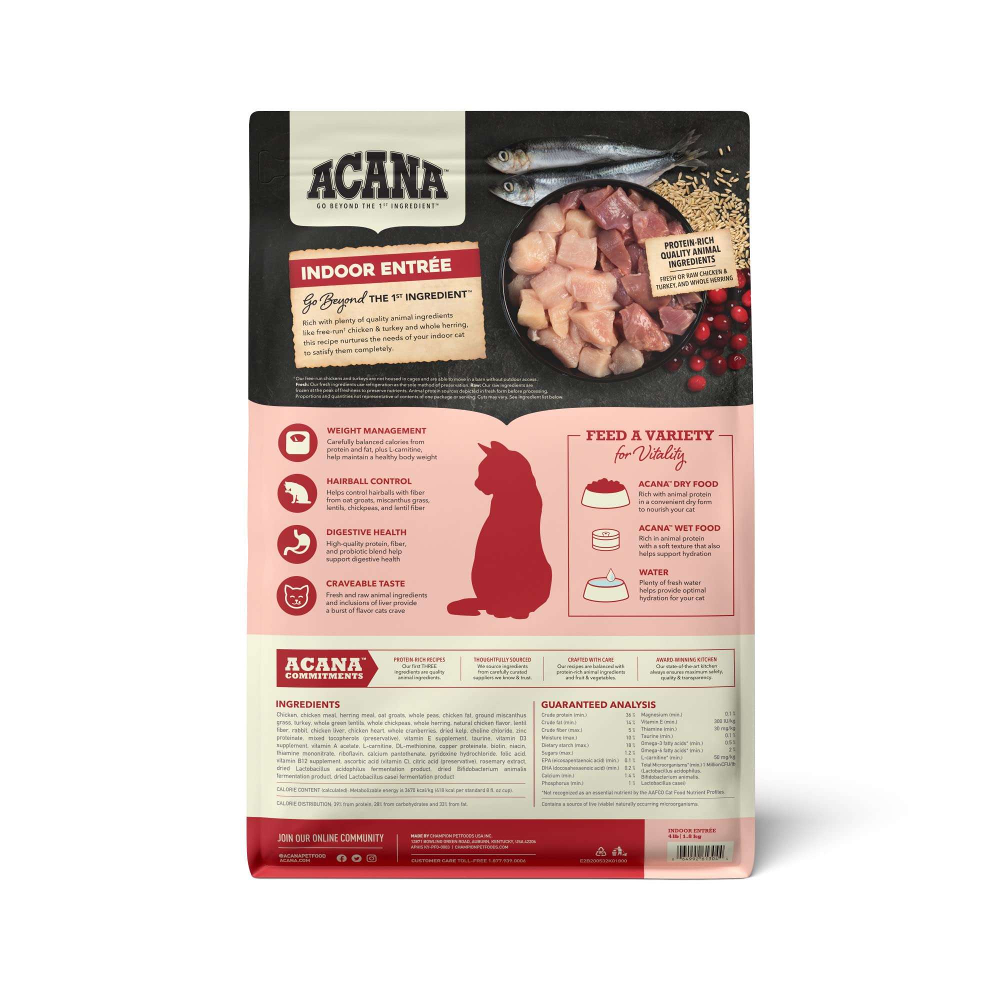 ACANA Indoor Entree Dry Cat Food, Free Run Chicken and Turkey Recipe, 4 lb - Image 2