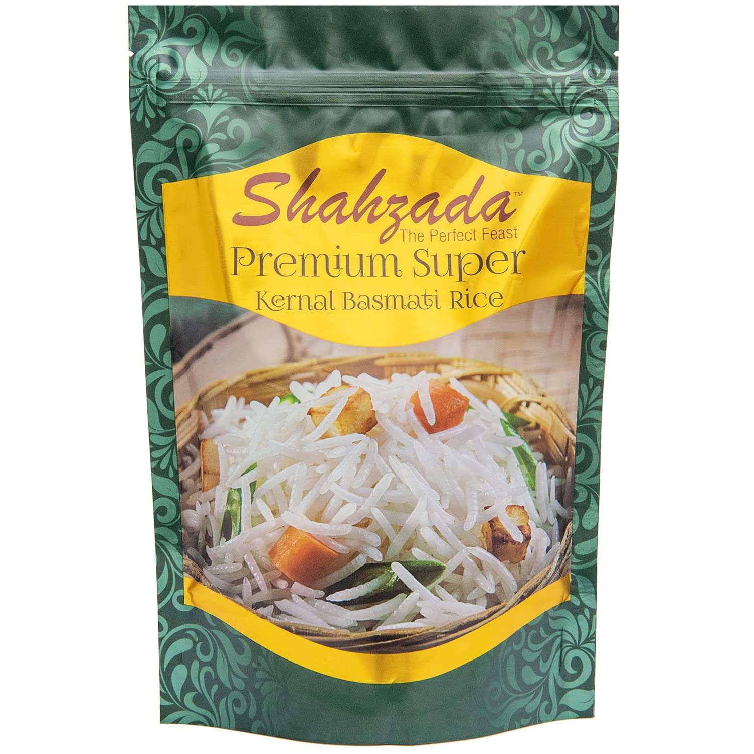 Shahzada Premium Super Kernal Basmati Rice (02 Lbs.) Aromatic Basmati, AGED, Flavorful, Slender |Non-Sticky Grain for Delicious Dining Experience, Non-GMO, Vegan, Gluten Free, Soy Free, No Cholesterol, Resealable Zip-Lock Bag | 02 Pound Packing - Image 1