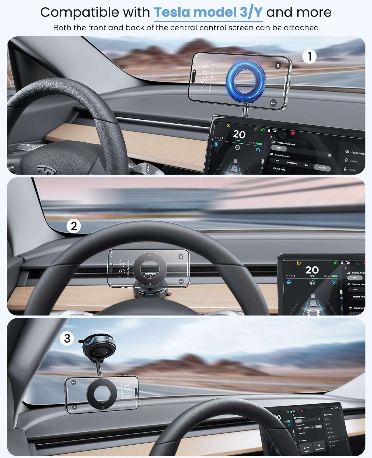 Jononser Magnetic Suction Cup Phone Mount for Magsafe, 360° Adjustable Magnetic Car Phone Holder, Pocket Size Foldable Car Mount, Cell Phone Holders for Your Car for iPhone 17 16 15 14 13 12 Series - Image 7