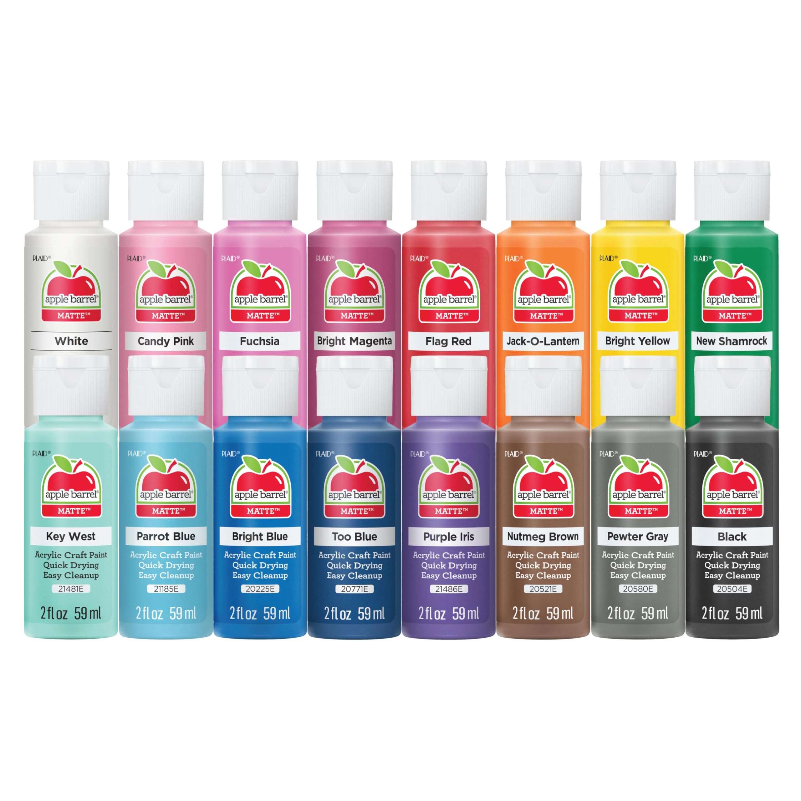 Apple Barrel, Vibrant Spectrum Collection Acrylic Craft Paint, PROMOABIII, 2 fl oz each, 16 assorted matte colors, 16 count - Image 1