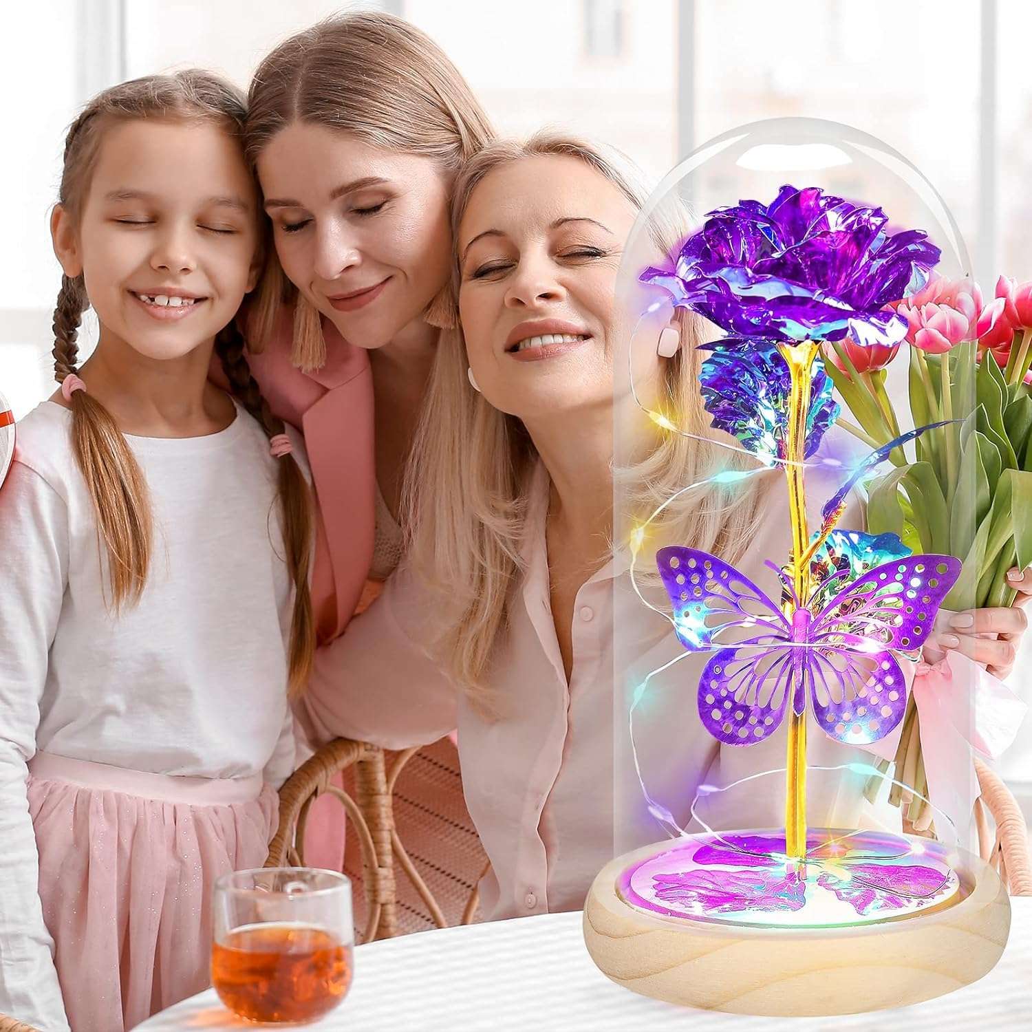 QUNPON Mothers Day Rose Gifts for Mom Flowers Rose Gifts for Women,Birthday Gifts for Women,Purple Butterfly Flowers for Mom Mother Day Flower Gifts from Daughter Son,Gift for Sister,Her,Grandma,Wife - Image 2
