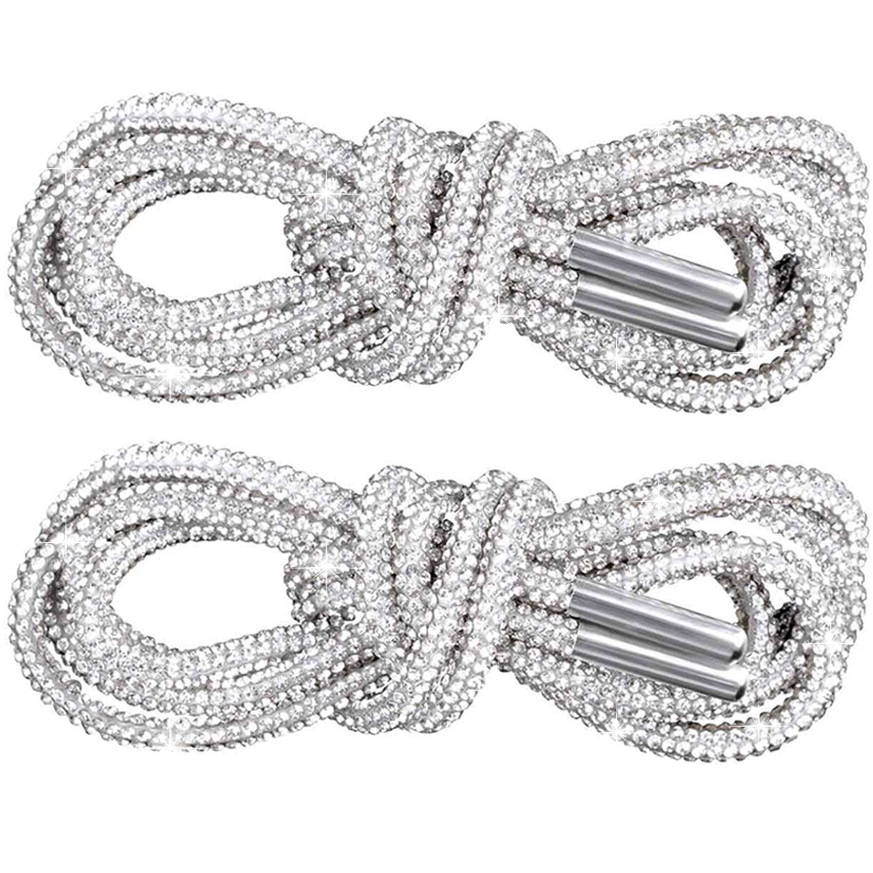 PAGOW 1 Pair Rhinestone Shoe Laces, Round Glitter ShoeLaces for Sneakers, Crystal Bling Diamond Rope Shoe Strings - Image 1
