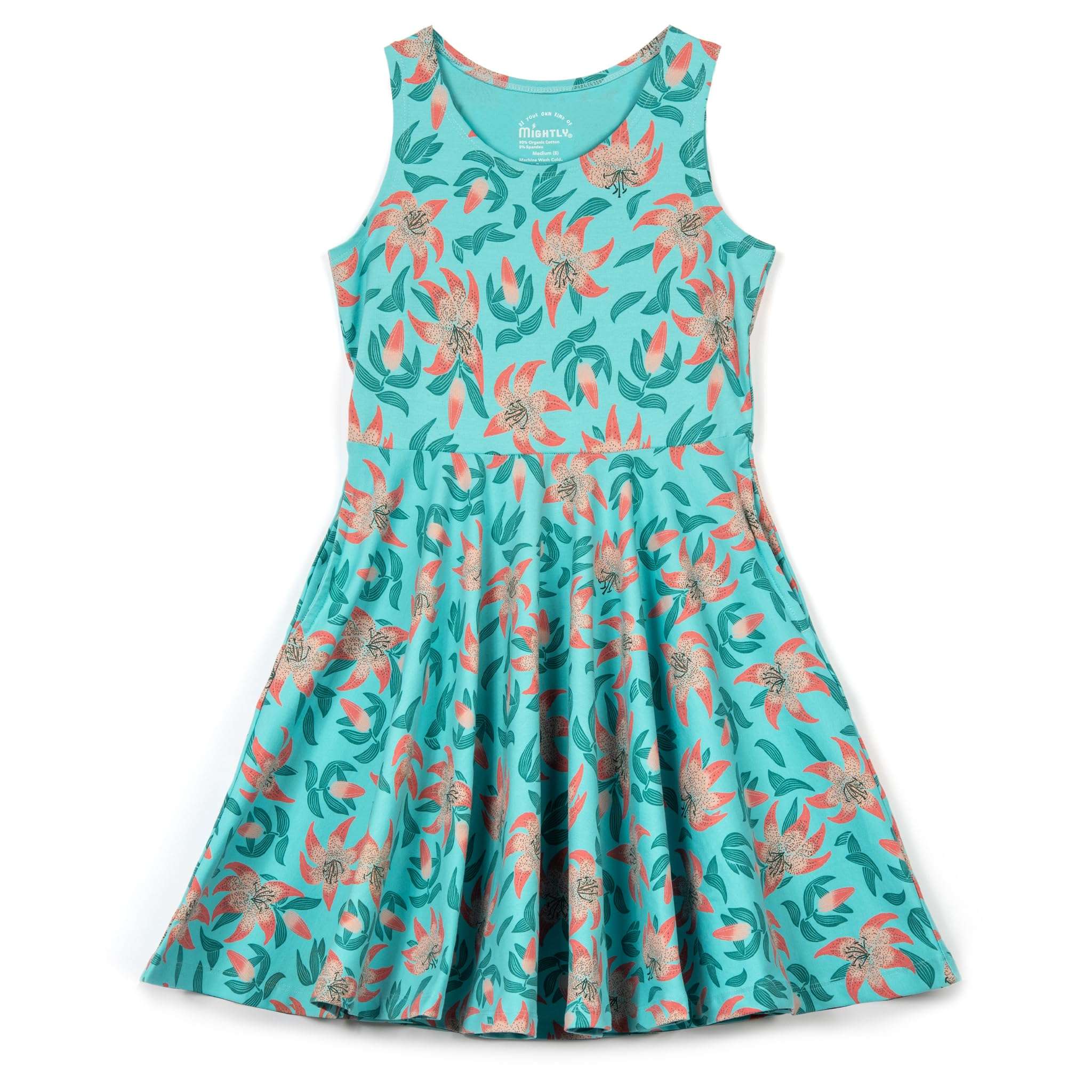 Mightly Girls' Sleeveless Skater Dress | Organic Cotton Fair Trade Certified Toddler and Kids Clothes - Image 1