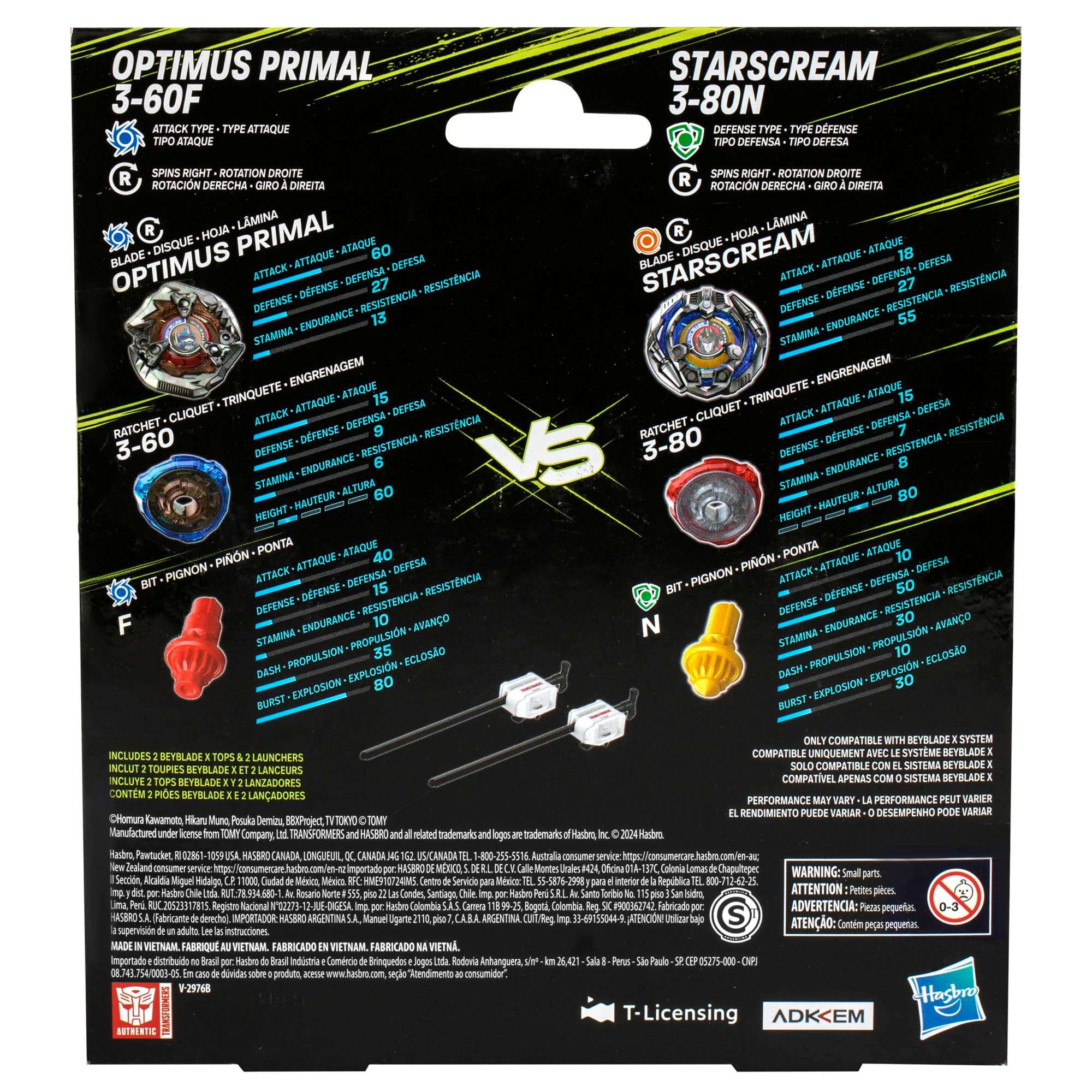 Beyblade X Transformers Collab Optimus Primal 3-60F vs. Starscream 3-80N Multipack Set with 2 Tops & 2 launchers; Battling Top Toys for 8 Year Old Boys & Girls (Amazon Exclusive) - Image 4