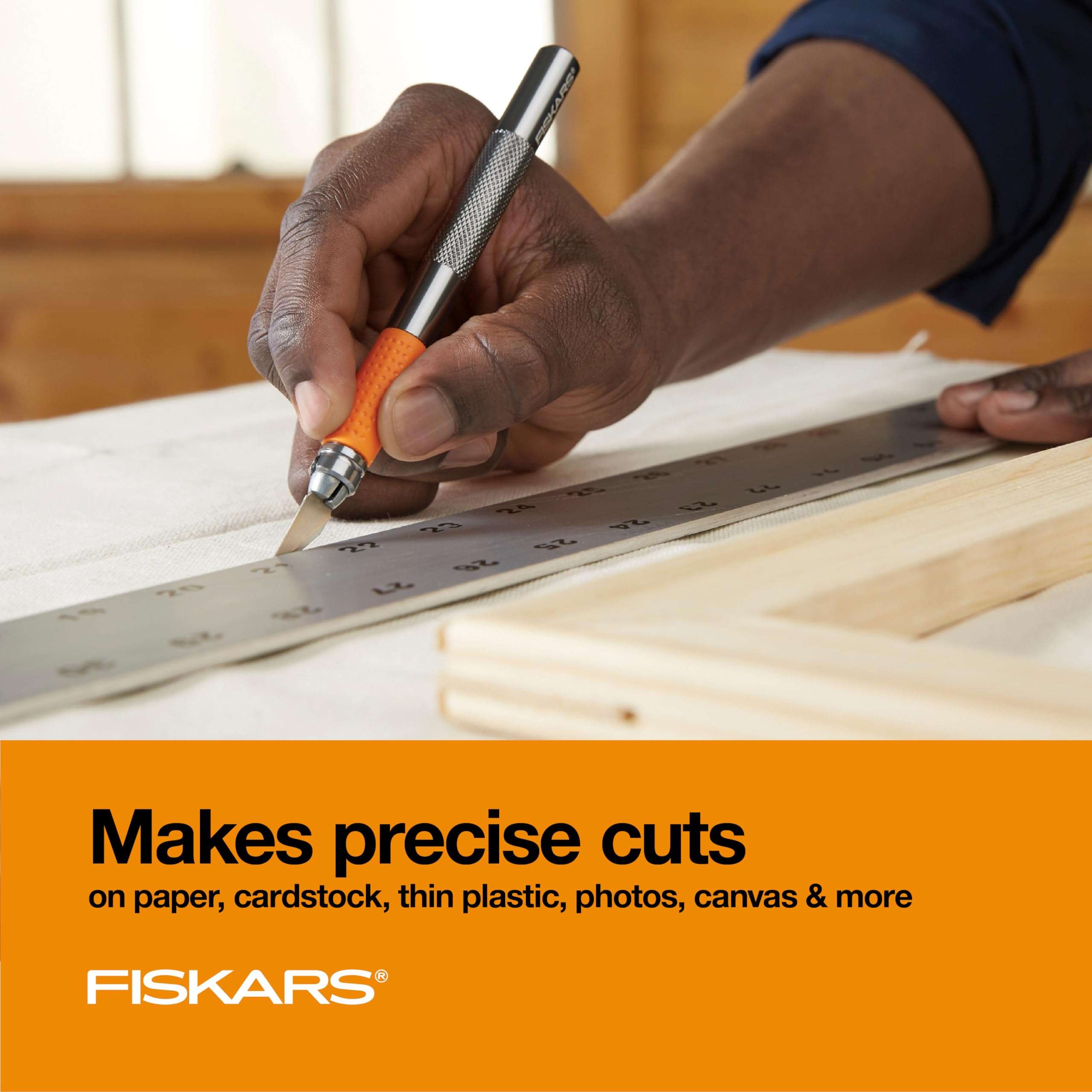 Fiskars SoftGrip Detail Craft Knife - 8" Exacto Knife for Crafting - Multi-Use Exacto Blade Included with Protective Cover - Image 6