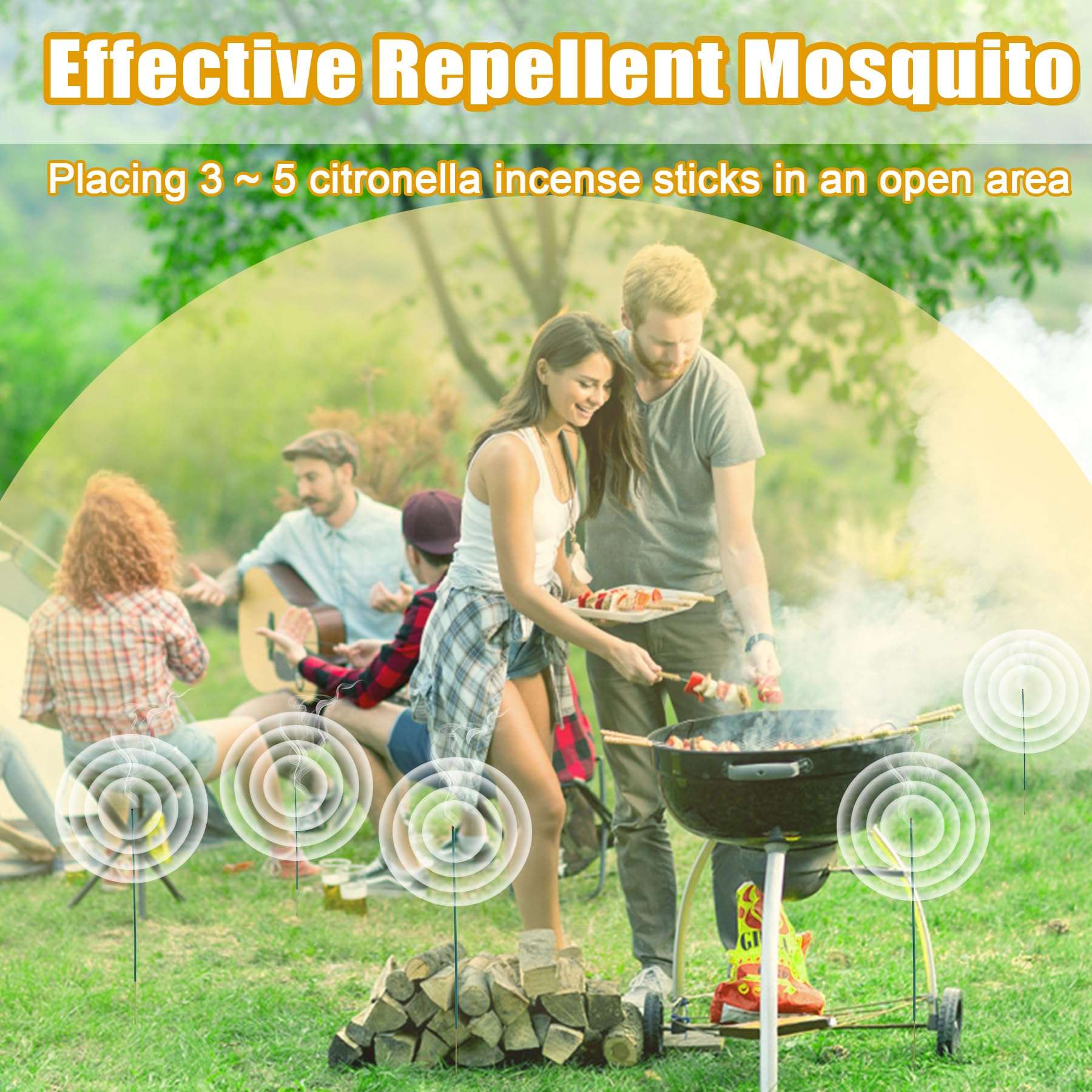 120 Pcs Natural Mosquito Repellent Outdoor Patio, Citronella Oil Mosquito Incense Sticks Plant-Based Bug Repellent for Patio Camping Fishing Backyard Travel Mosquito Control - Image 5