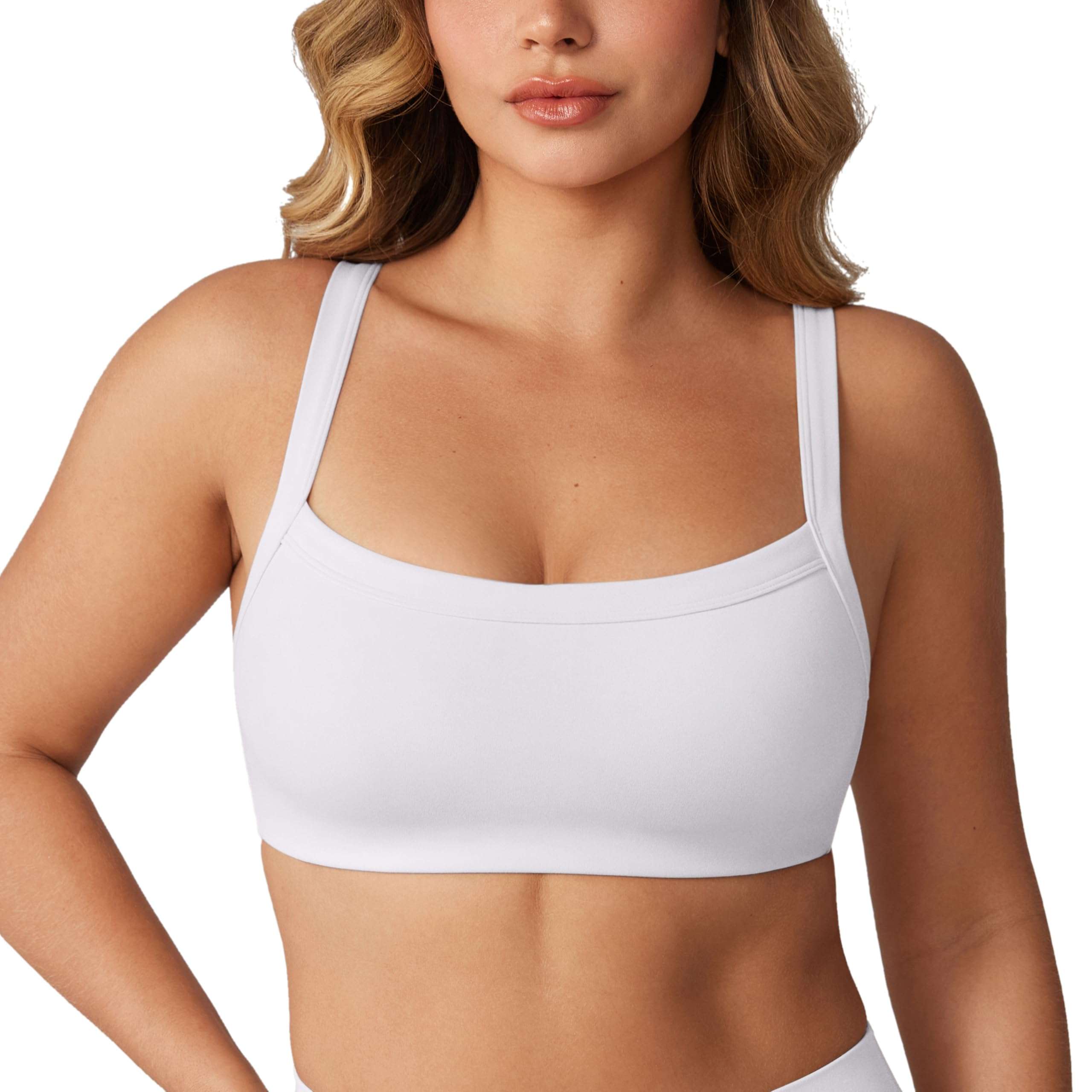 UNISSU Hugcurve Adjustable Sports Bra Square Neck Wireless Padded Yoga Workout Tops - Image 1