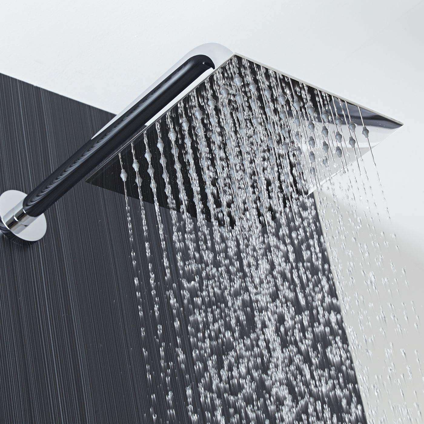 Voolan Rain Shower Head - High Flow Large Rainfall Shower Heads Made of Stainless Steel - Waterfall Bathroom Square Showerhead - Ceiling or Wall Mount (12" Chrome) - Image 7