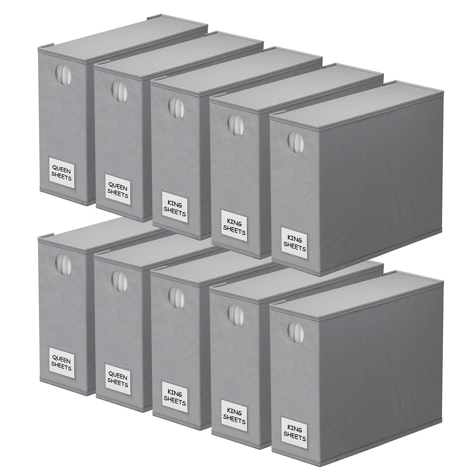 SpaceAid 10 Pack Bed Sheet Organizers and Storage, Foldable Sheet Organizer for Linen Closet, Sheets Set Folder Keeper with Window XL (Queen & King Size) Organizing Bedding Container, Gray - Image 1