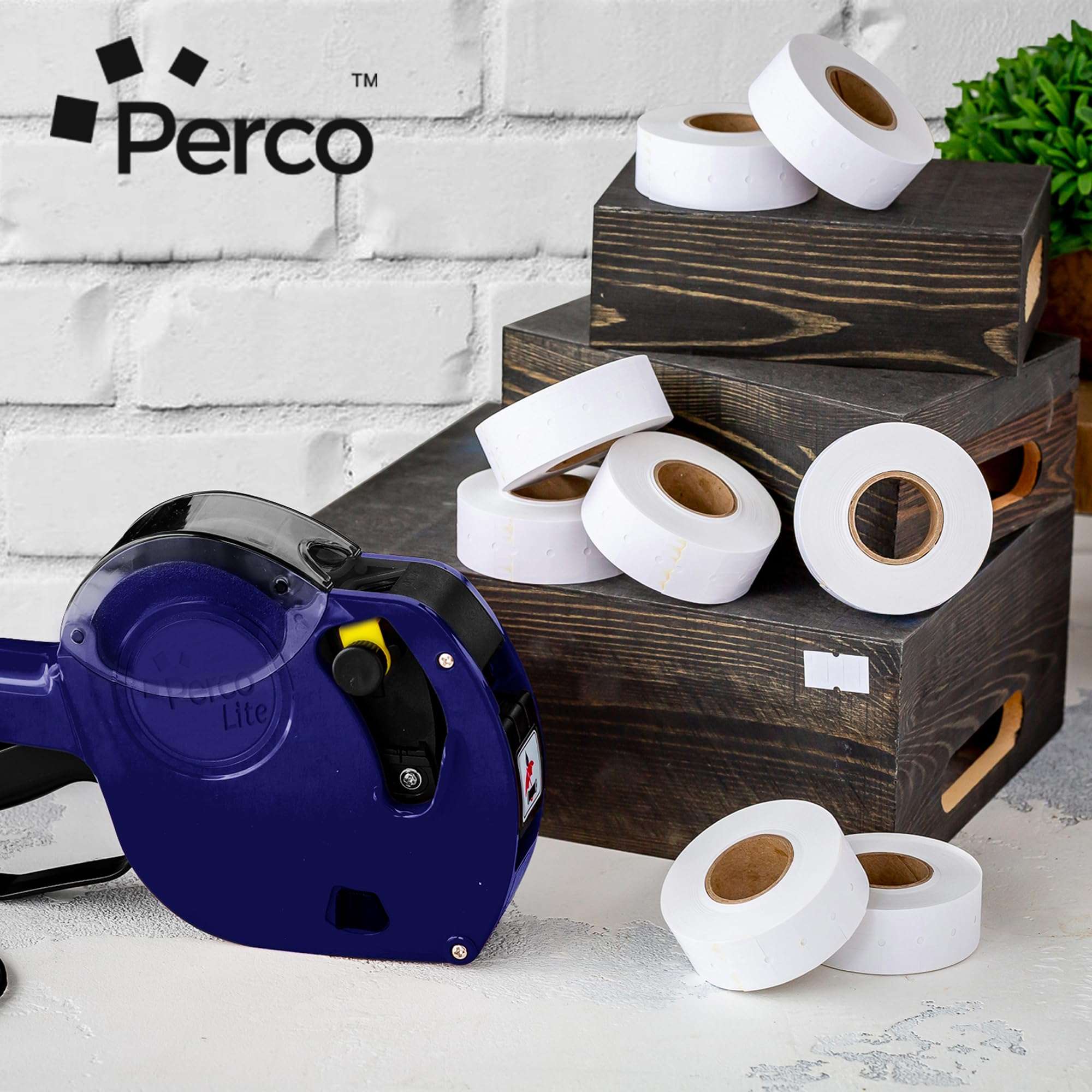 Perco 1 Line White Labels - 8 Rolls, 1 Sleeve, 8,000 Blank Price and Date Gun Labels for Perco 1 Line Price and Date Guns - Made in USA - Image 2