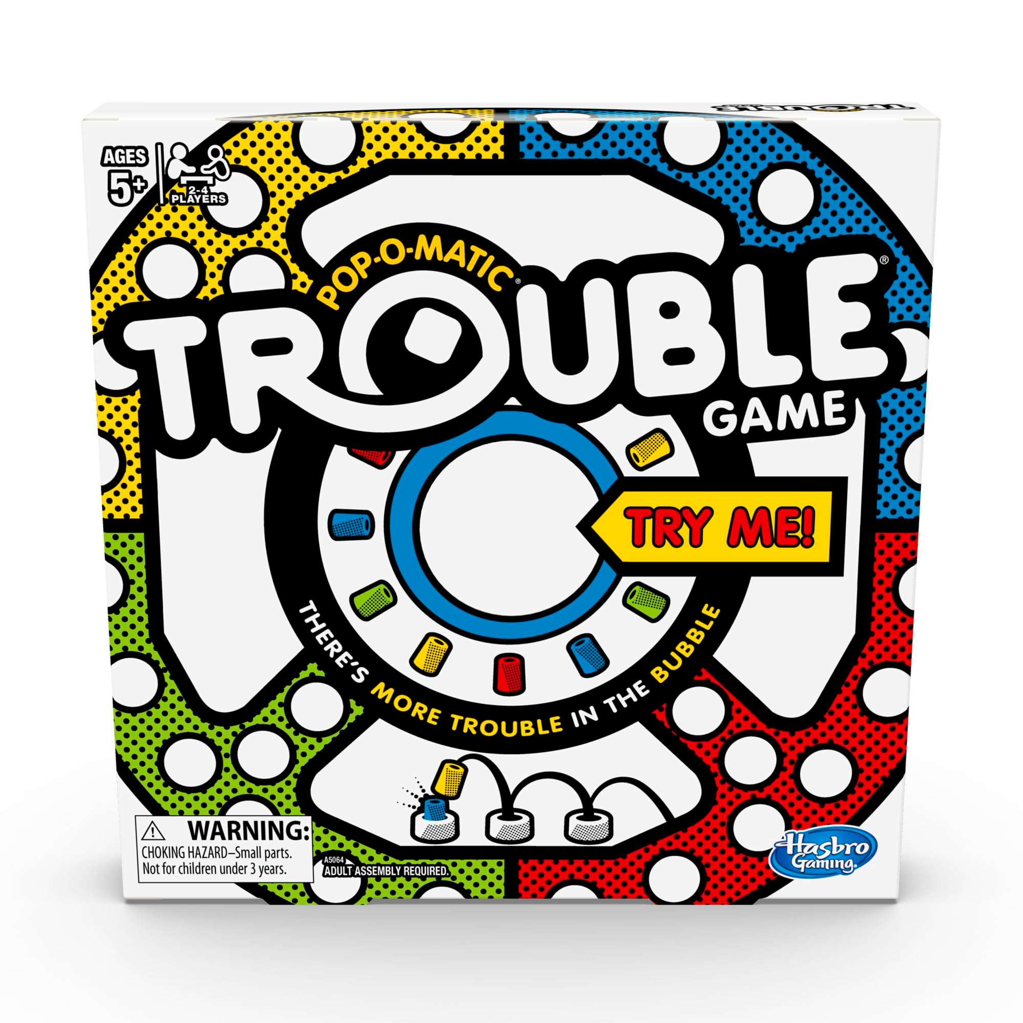 Hasbro Gaming Trouble Kids Board Game, Pop-o-Matic Trouble Game, Kids Games for 2-4 Players, Family Board Games for Kids, Kids Gifts, Ages 5 and Up, Packaging May Vary - Image 1