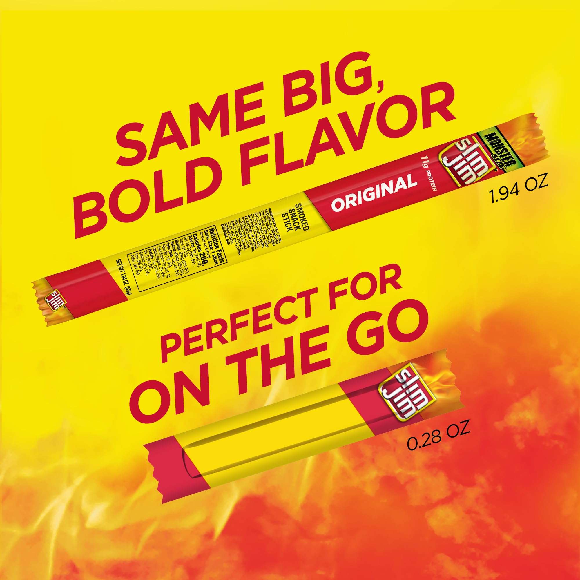 Slim Jim Smoked Meat Sticks, Original Flavor, 6g Protein Per Serving, Snack Size, Lunchbox Snack, 0.28 oz. (46 Count) - Image 4