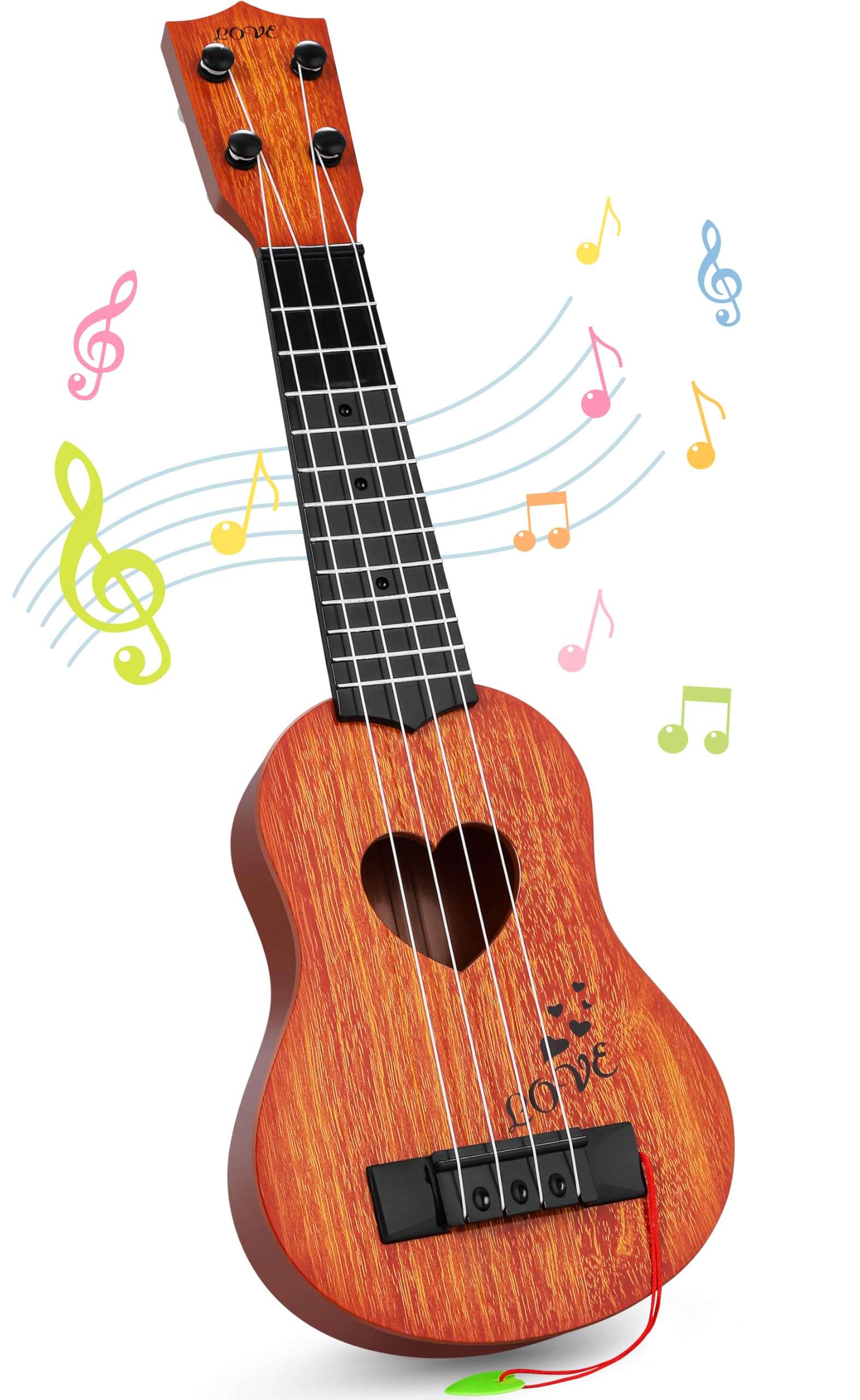 YEZI Kids Toy Classical Ukulele Guitar Musical Instrument, Brown - Image 1