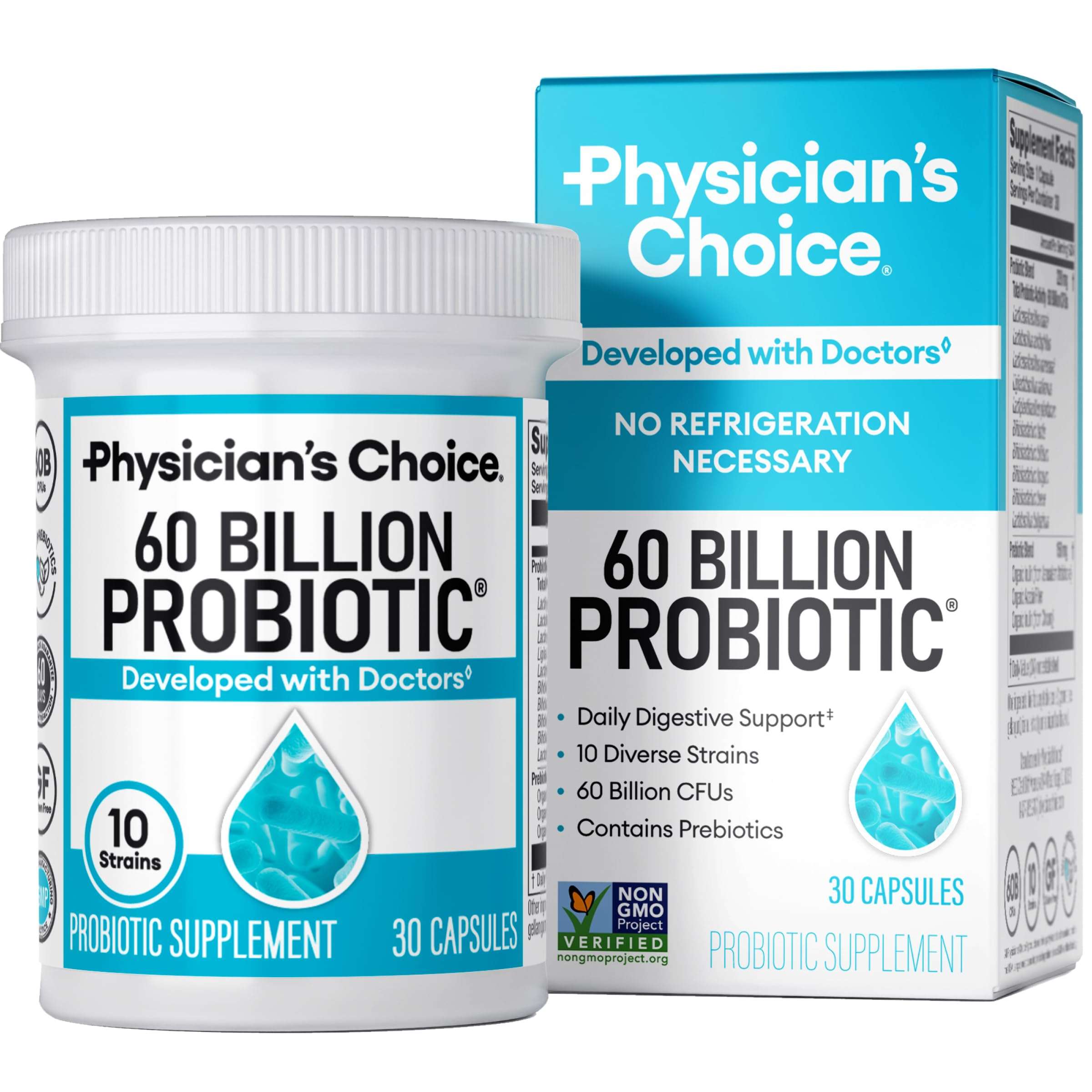 Physician's Choice Probiotics 60 Billion CFU - 10 Strains + Organic Prebiotics - Immune, Digestive & Gut Health - Supports Occasional Constipation, Diarrhea, Gas & Bloating - for Women & Men - 30ct - Image 1